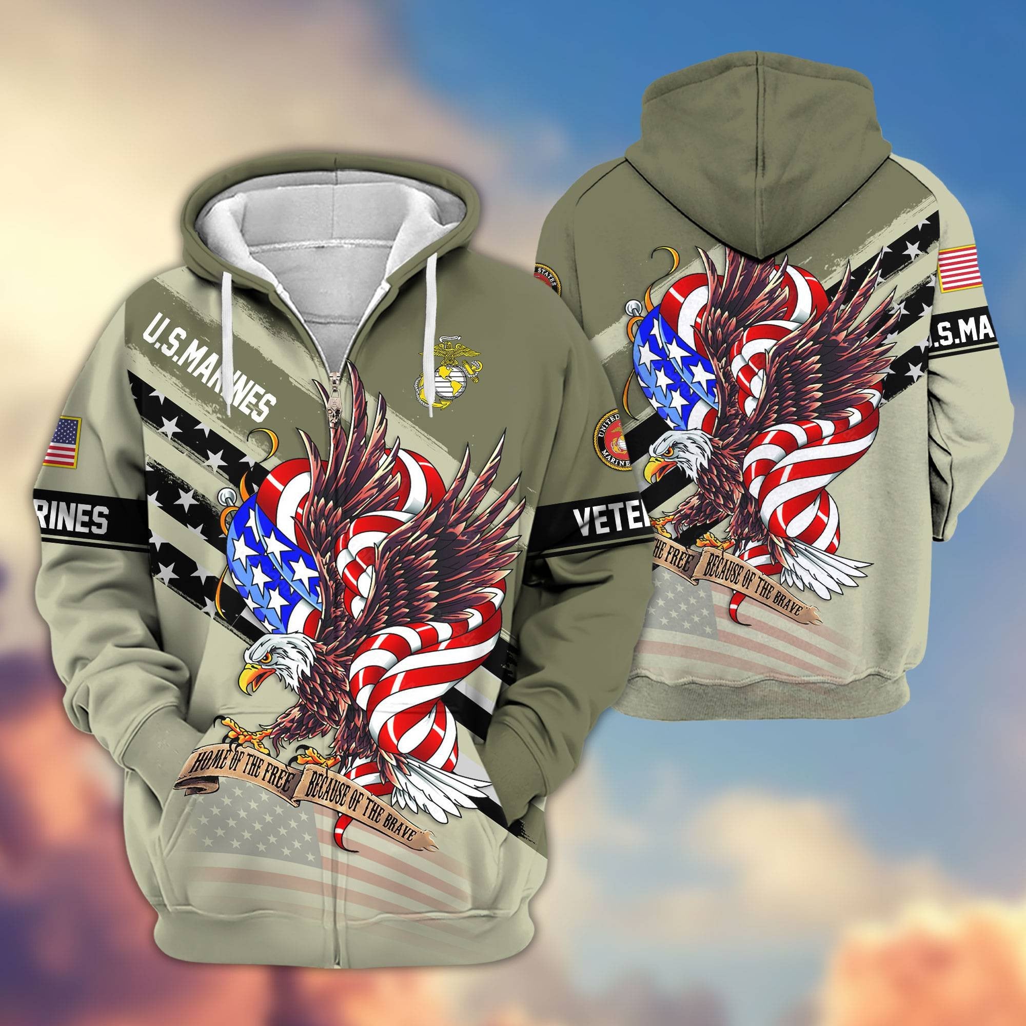 Premium US Veterans Zip Hoodie APHN300911, Gifts For US Veterans, Gifts For Veterans Day