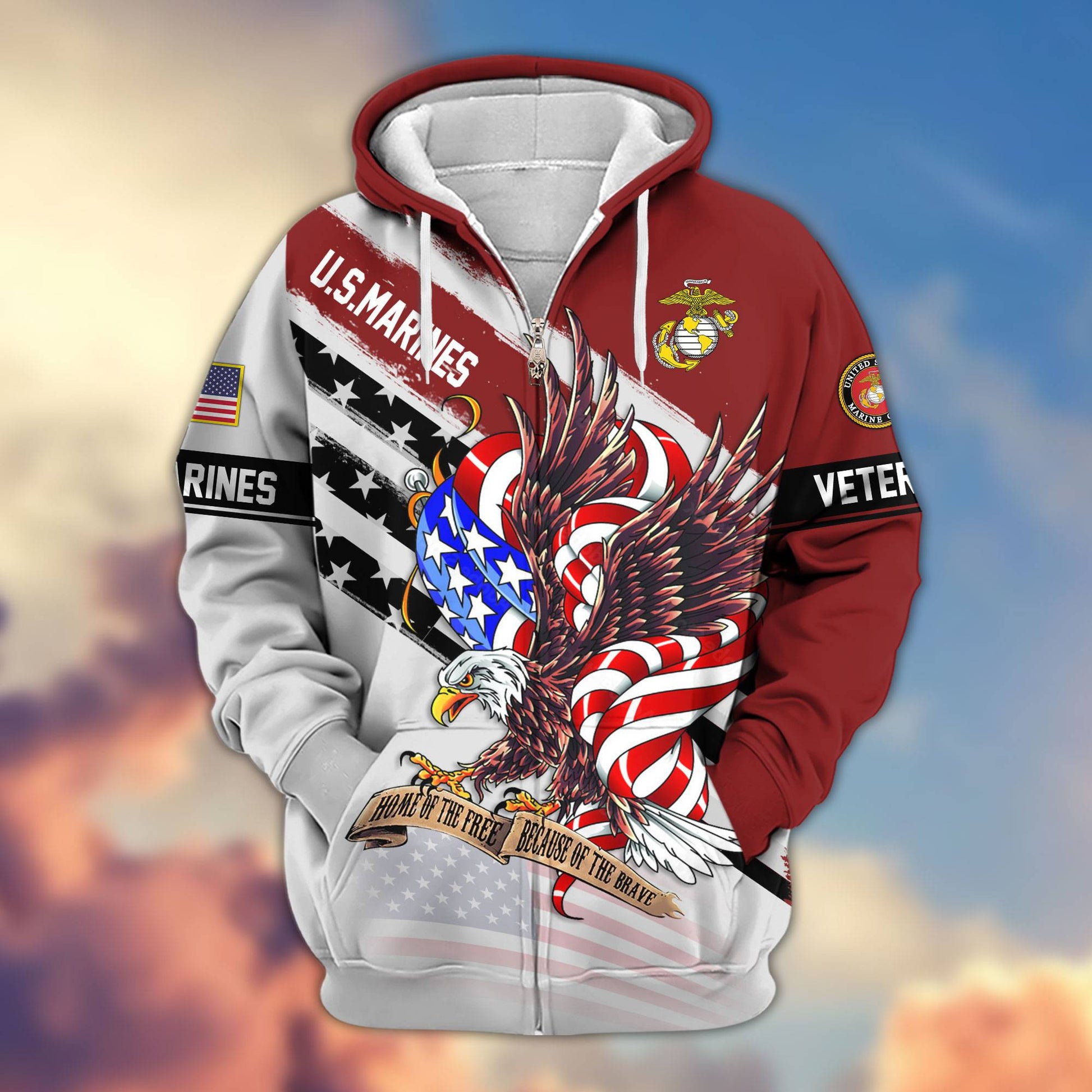 Premium US Veterans Zip Hoodie APHN300911, Gifts For US Veterans, Gifts For Veterans Day