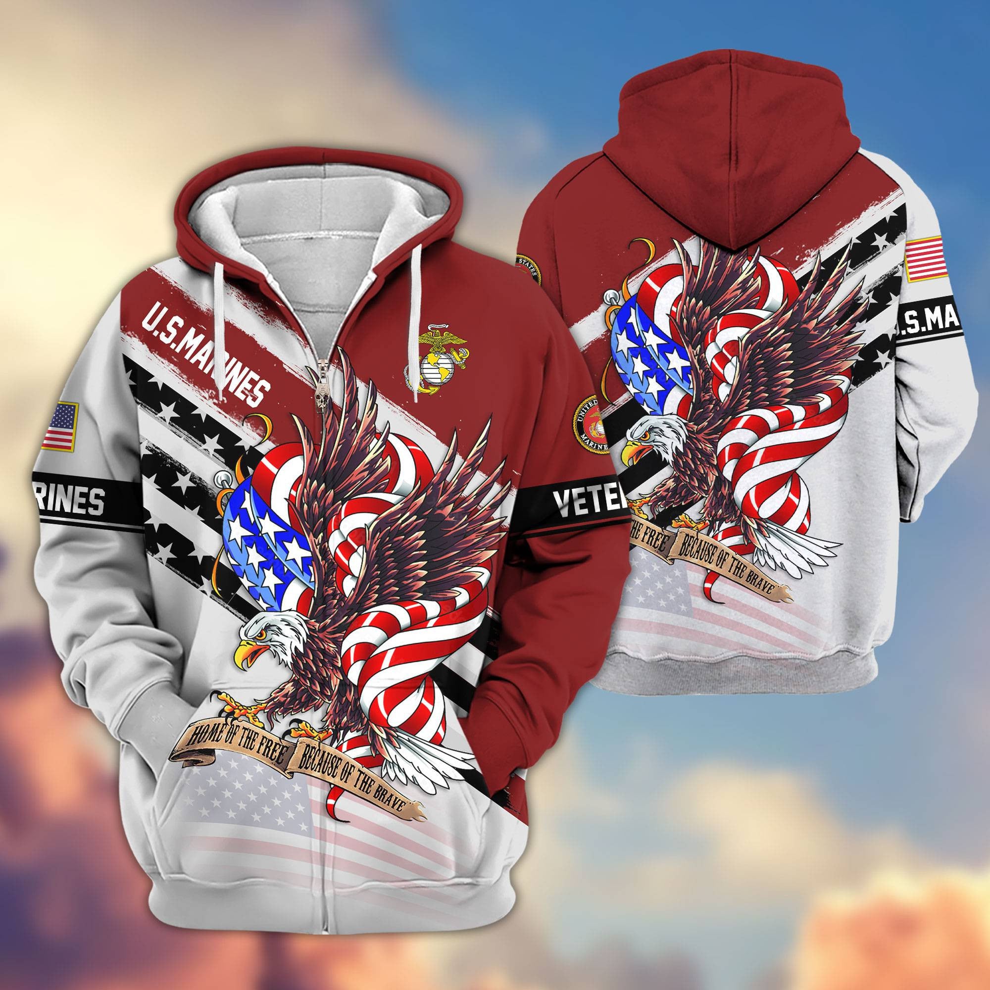 Premium US Veterans Zip Hoodie APHN300911, Gifts For US Veterans, Gifts For Veterans Day