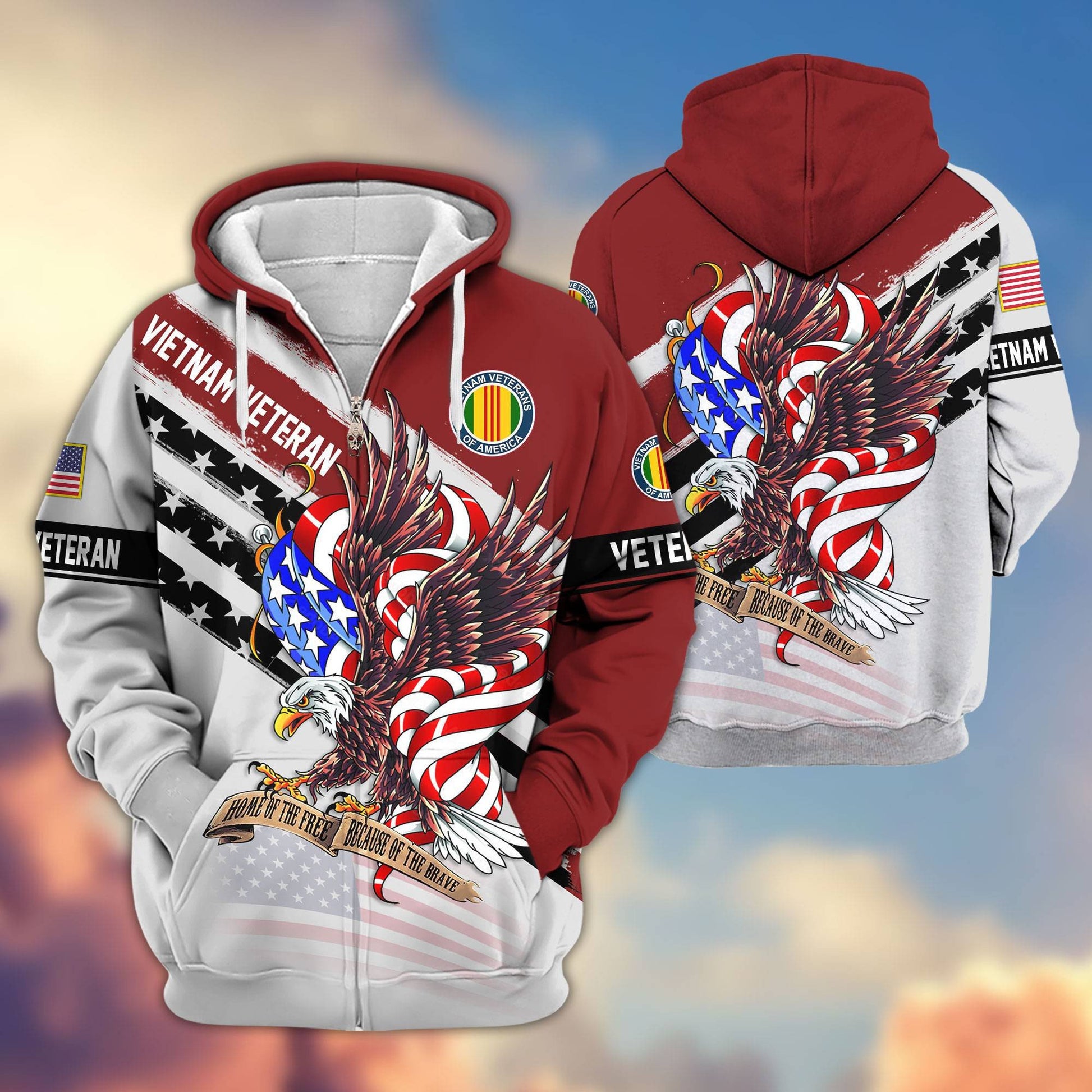 Premium US Veterans Zip Hoodie APHN300911, Gifts For US Veterans, Gifts For Veterans Day