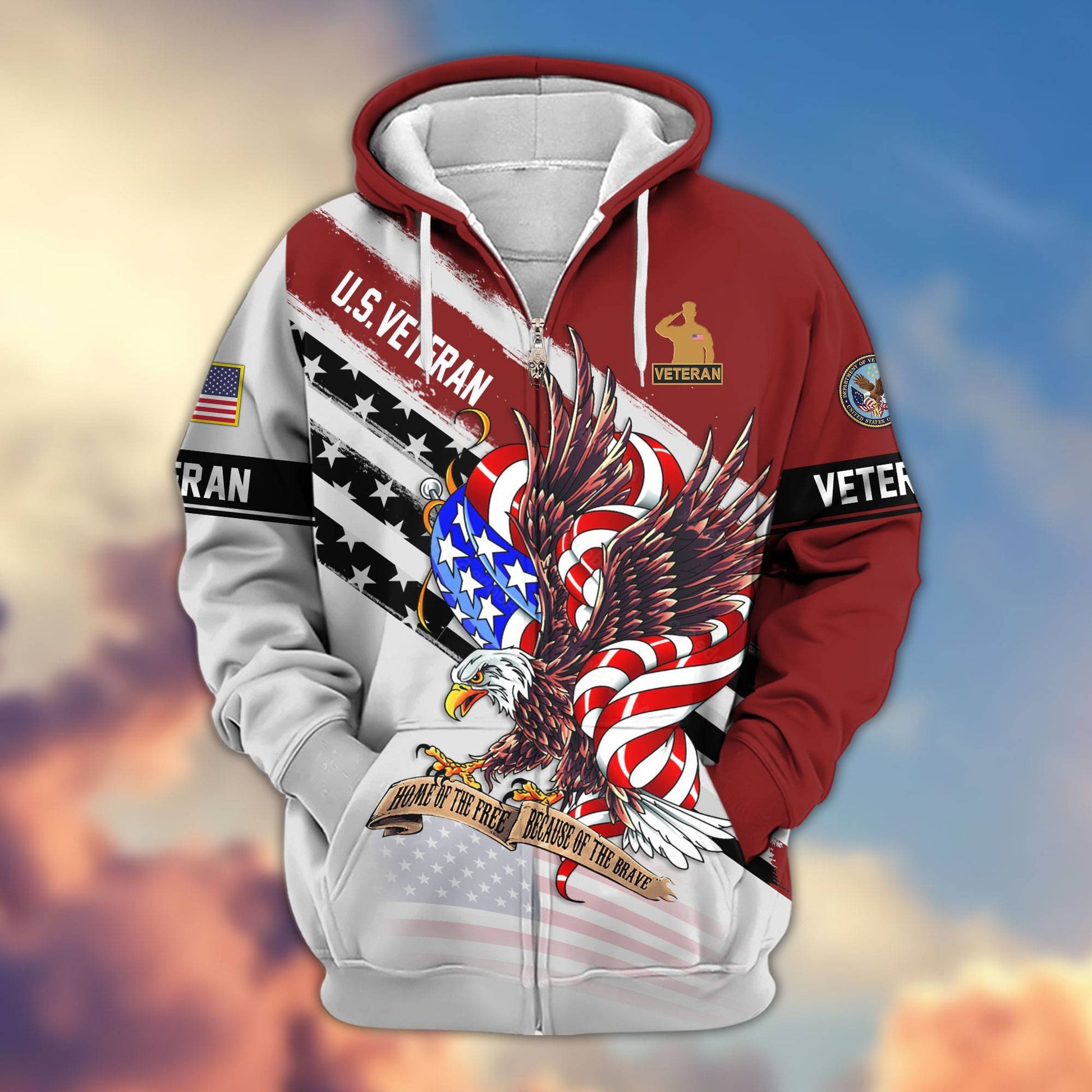Premium US Veterans Zip Hoodie APHN300911, Gifts For US Veterans, Gifts For Veterans Day