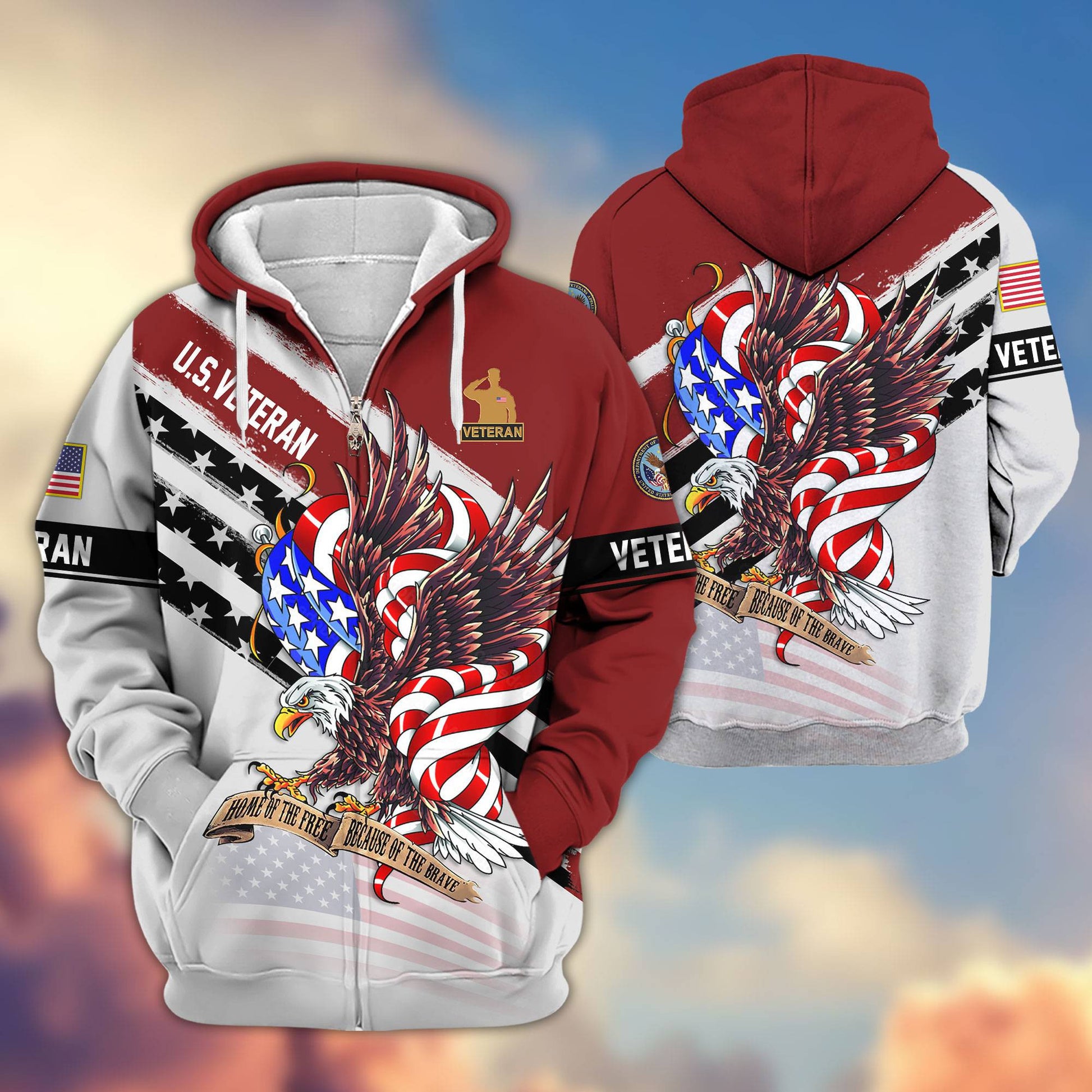 Premium US Veterans Zip Hoodie APHN300911, Gifts For US Veterans, Gifts For Veterans Day