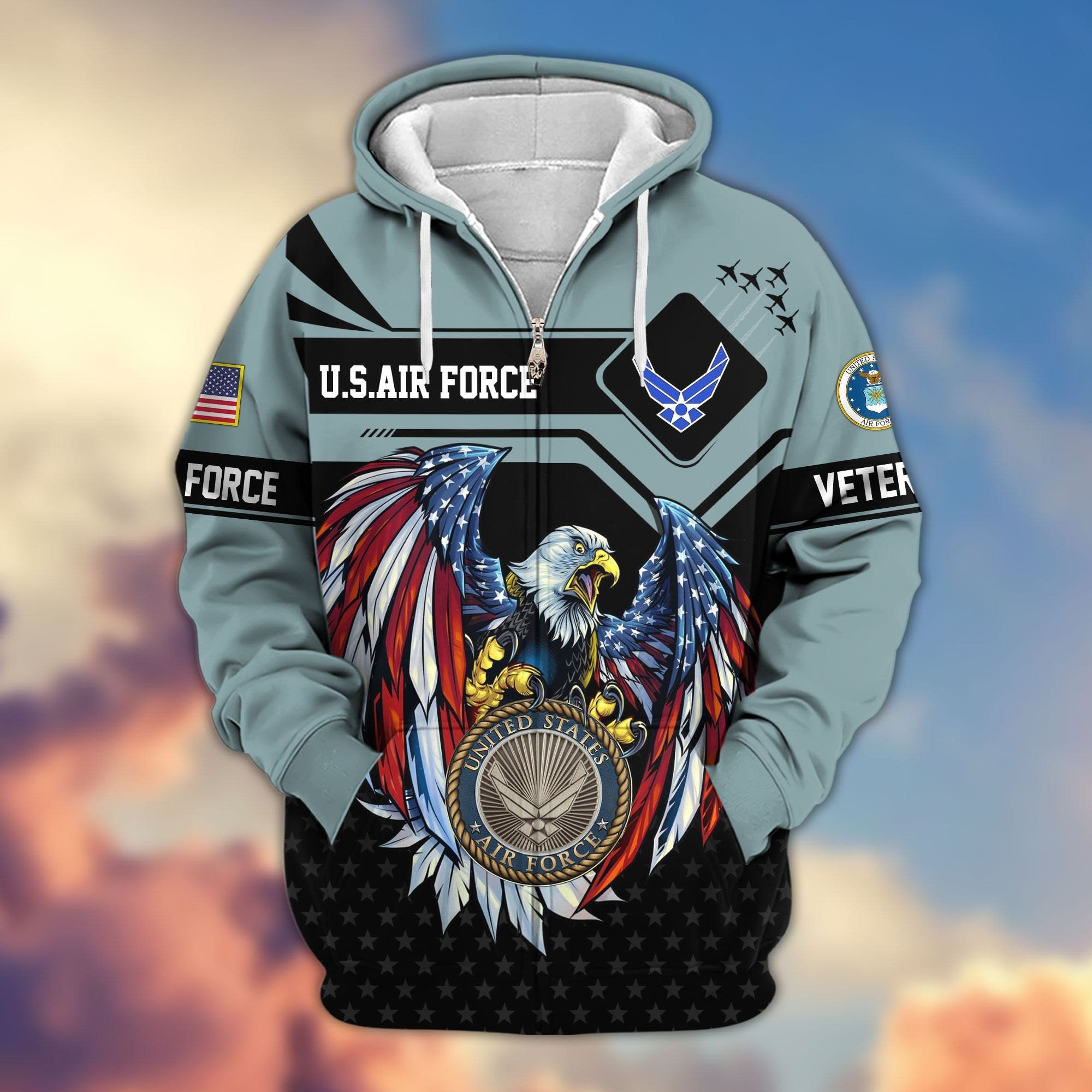 Premium US Veterans Zip Hoodie APHN011011, Gifts For US Veterans, Gifts For Veterans Day