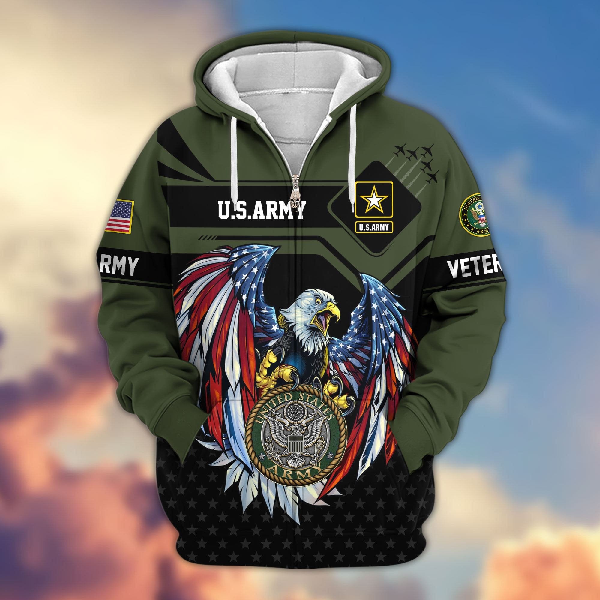 Premium US Veterans Zip Hoodie APHN011011, Gifts For US Veterans, Gifts For Veterans Day