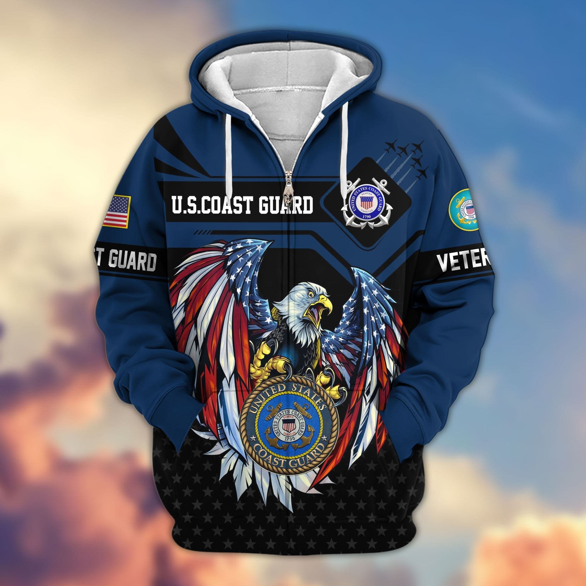 Premium US Veterans Zip Hoodie APHN011011, Gifts For US Veterans, Gifts For Veterans Day