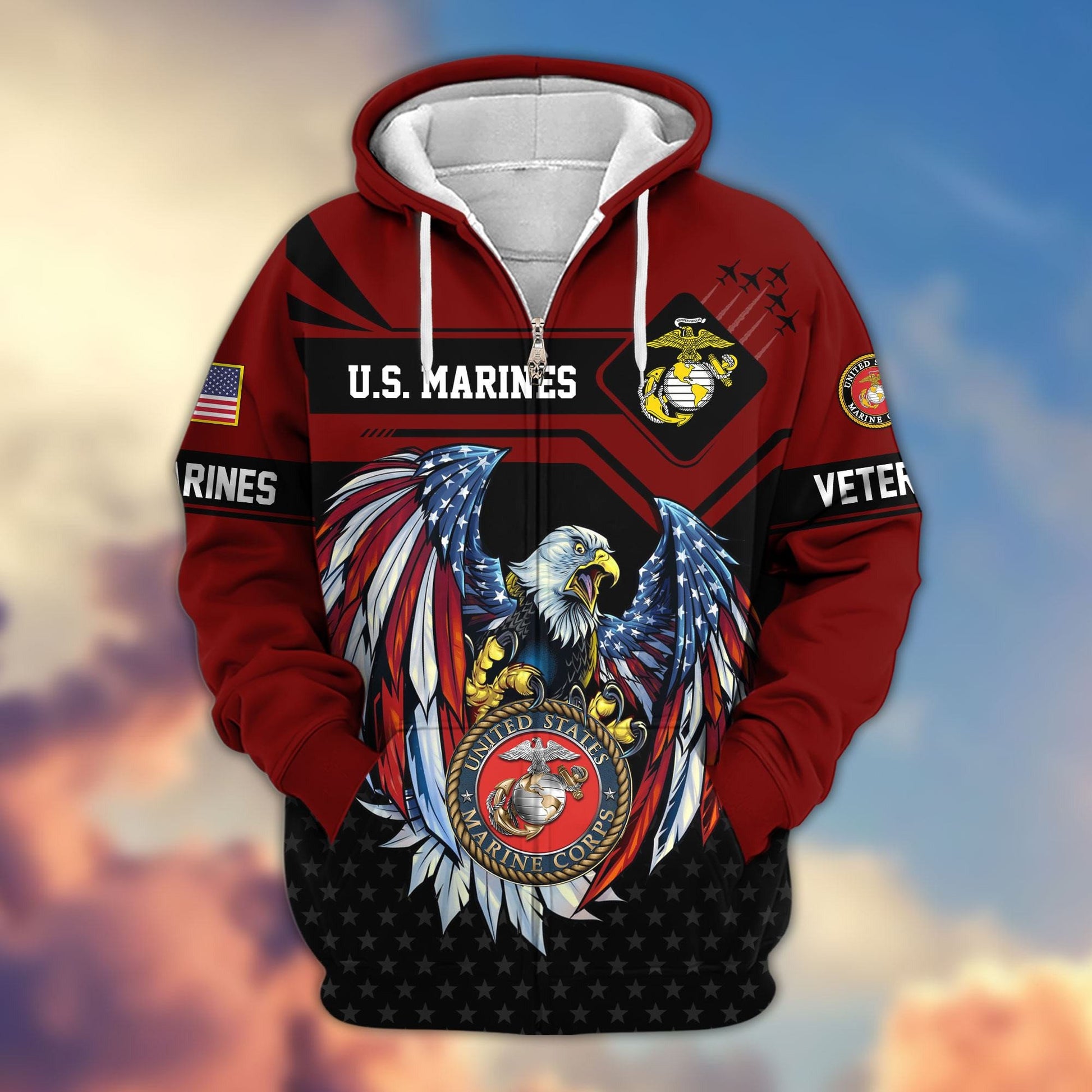Premium US Veterans Zip Hoodie APHN011011, Gifts For US Veterans, Gifts For Veterans Day