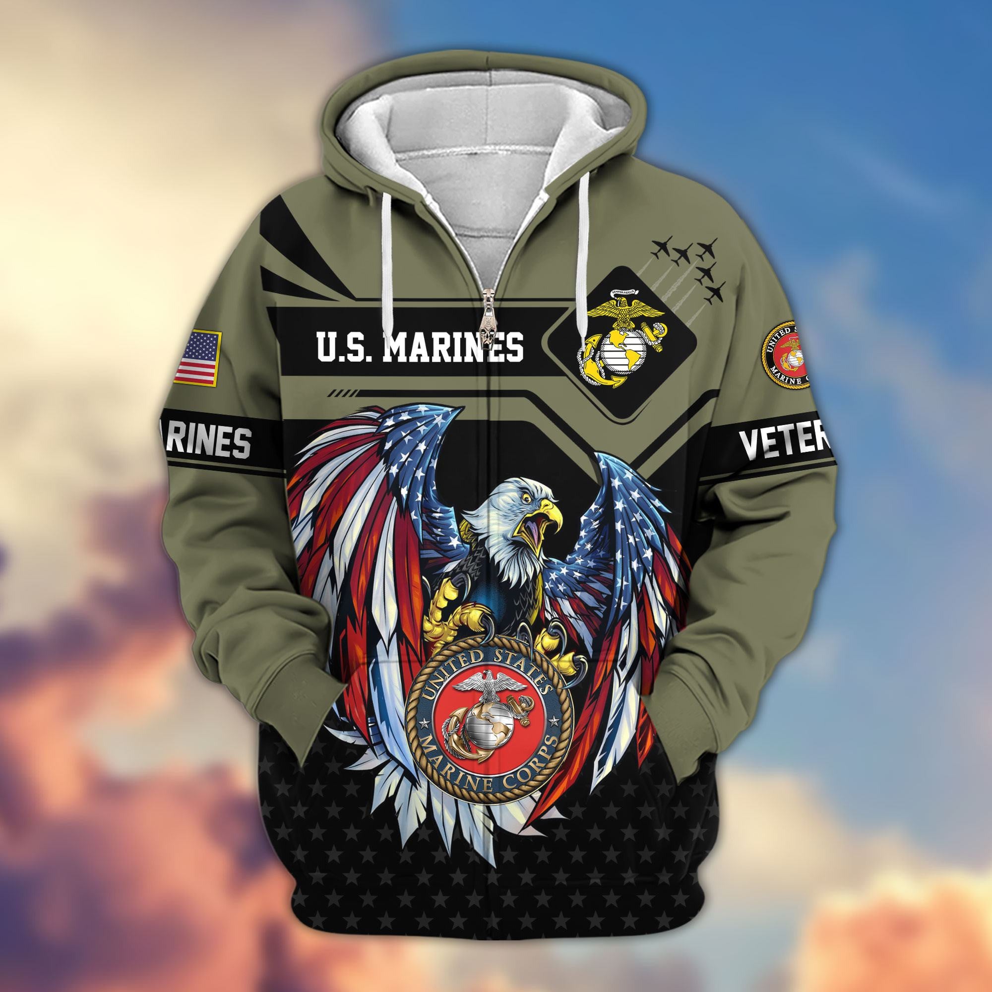 Premium US Veterans Zip Hoodie APHN011011, Gifts For US Veterans, Gifts For Veterans Day