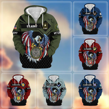 Premium US Veterans Zip Hoodie APHN011011, Gifts For US Veterans, Gifts For Veterans Day