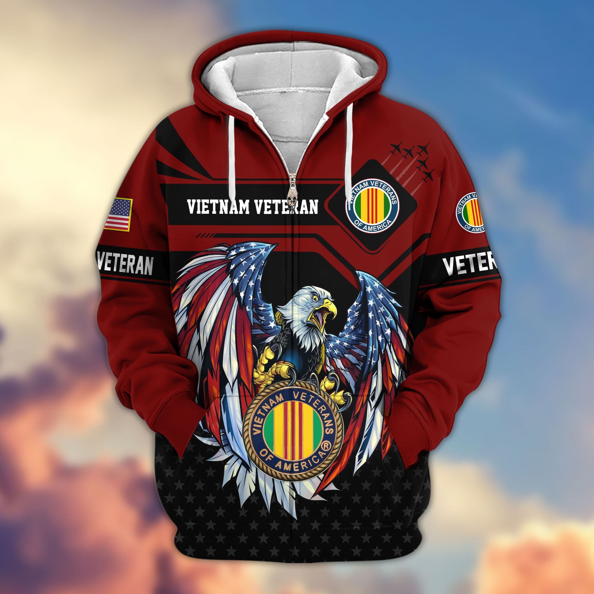Premium US Veterans Zip Hoodie APHN011011, Gifts For US Veterans, Gifts For Veterans Day