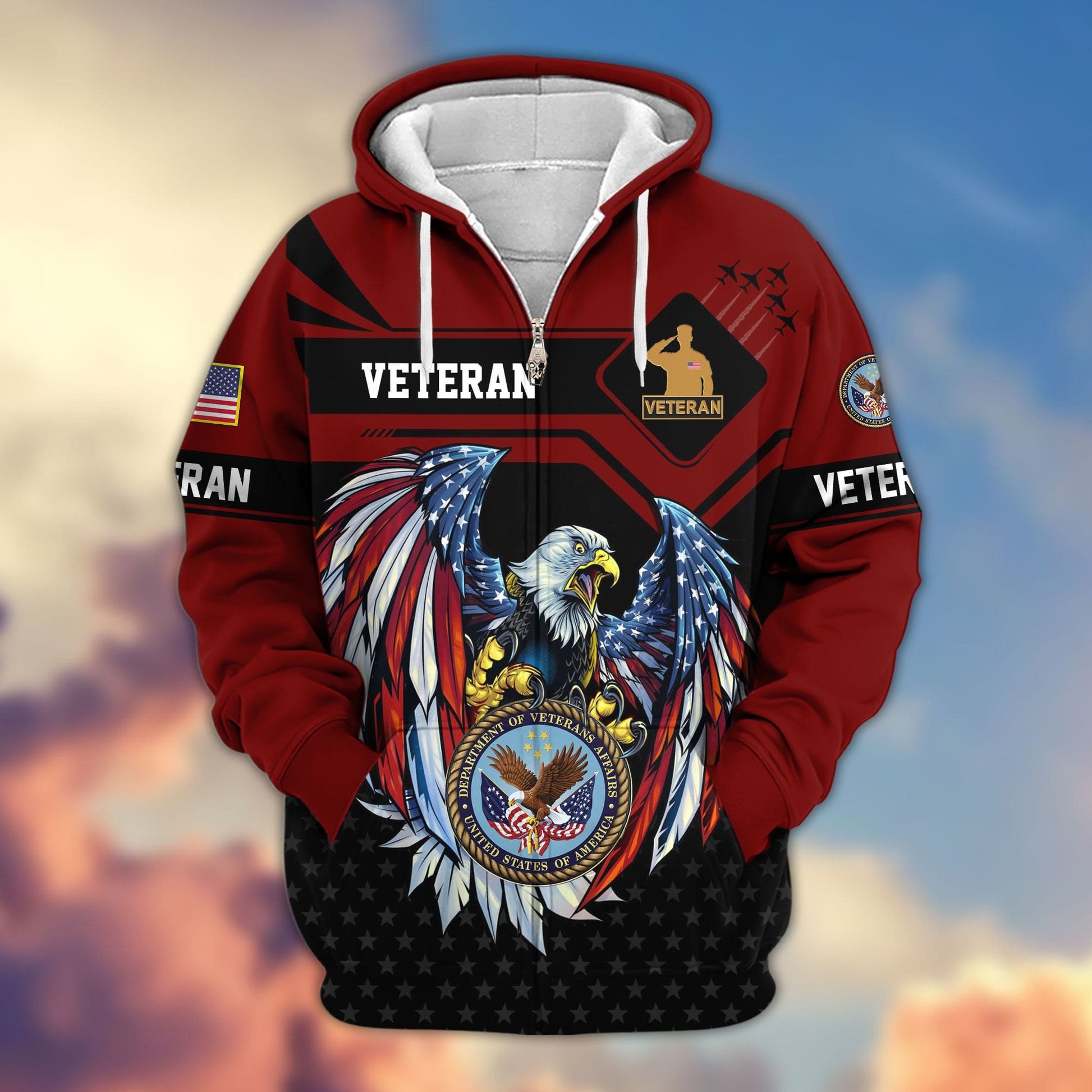 Premium US Veterans Zip Hoodie APHN011011, Gifts For US Veterans, Gifts For Veterans Day