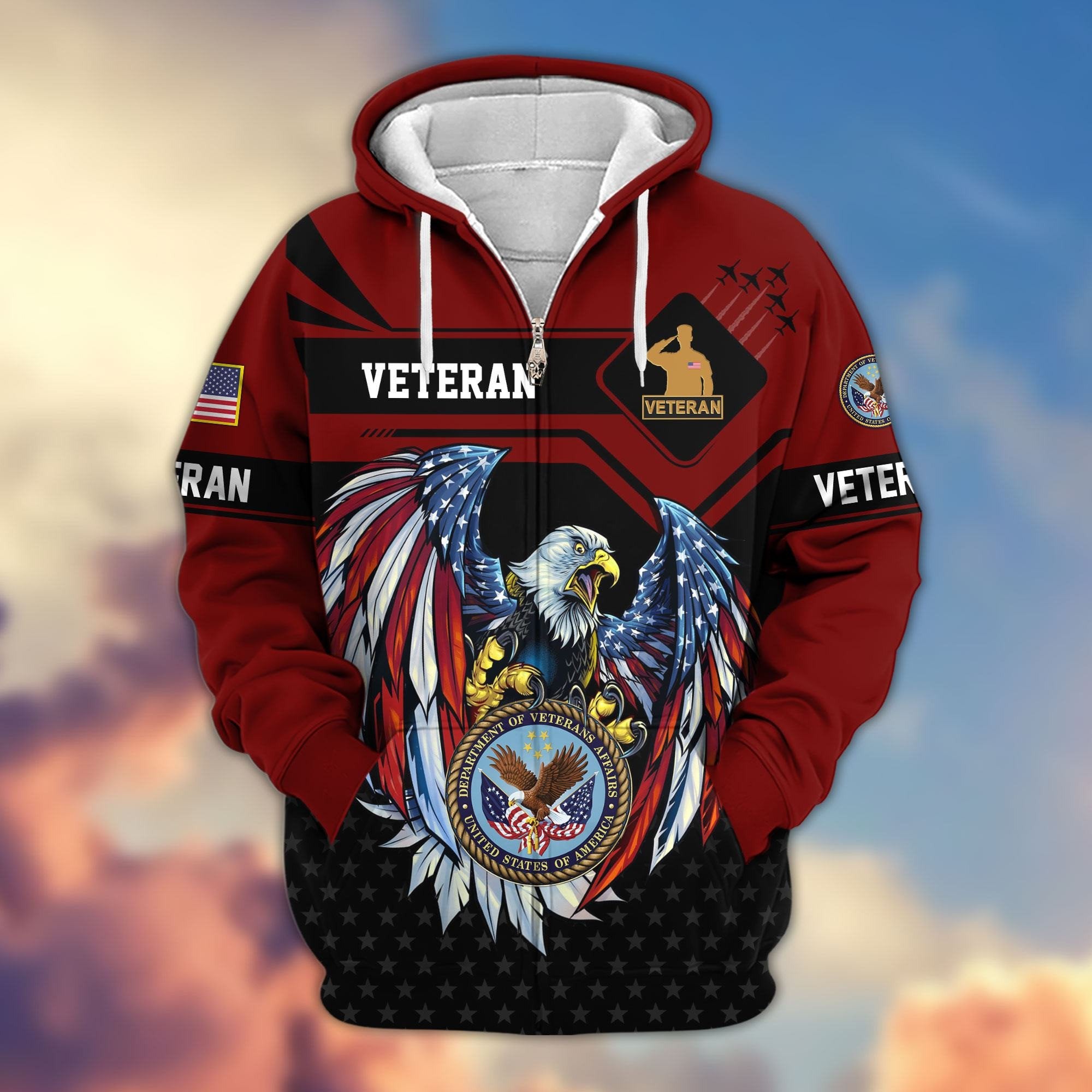Premium US Veterans Zip Hoodie APHN011011, Gifts For US Veterans, Gifts For Veterans Day