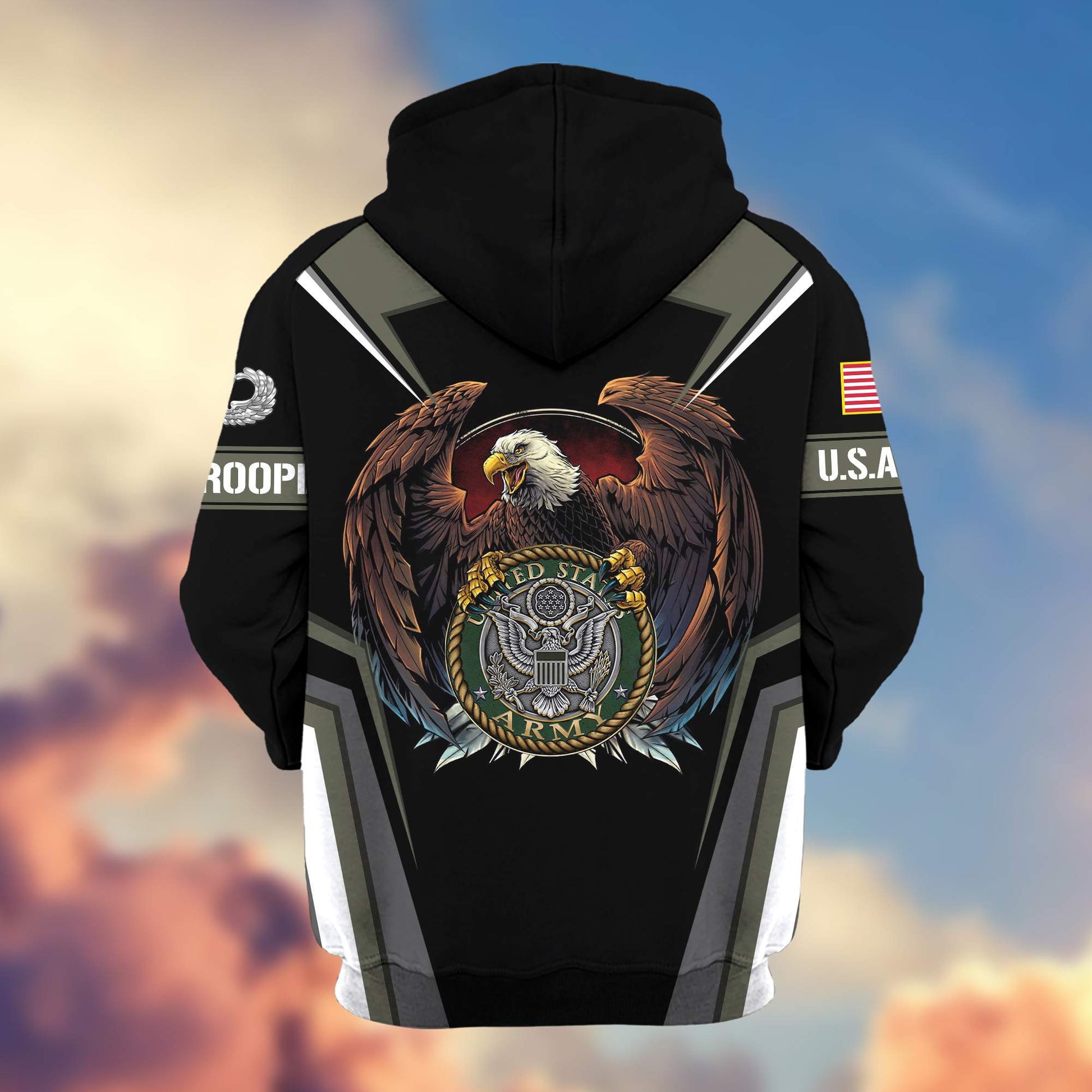 Premium US Army Paratrooper Zip Hoodie BPVC031010, Gifts For US Veterans