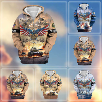 Premium Land Of The Free Because Of The Brave US Veterans Zip Hoodie APHN011013, Gifts For US Veterans, Gifts For Veterans Day