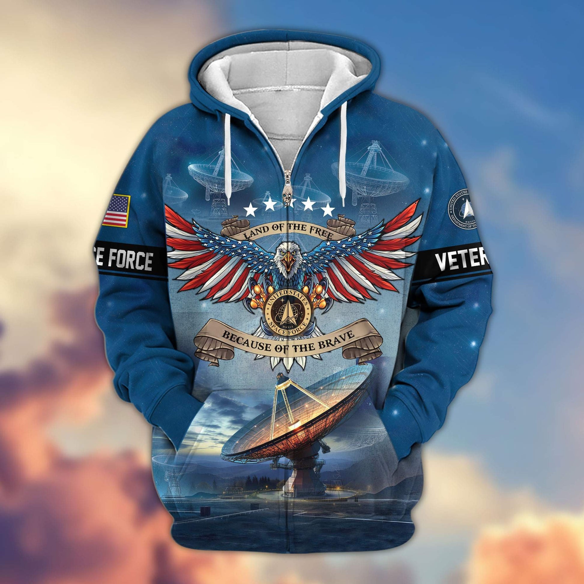 Premium Land Of The Free Because Of The Brave US Veterans Zip Hoodie APHN011013, Gifts For US Veterans, Gifts For Veterans Day
