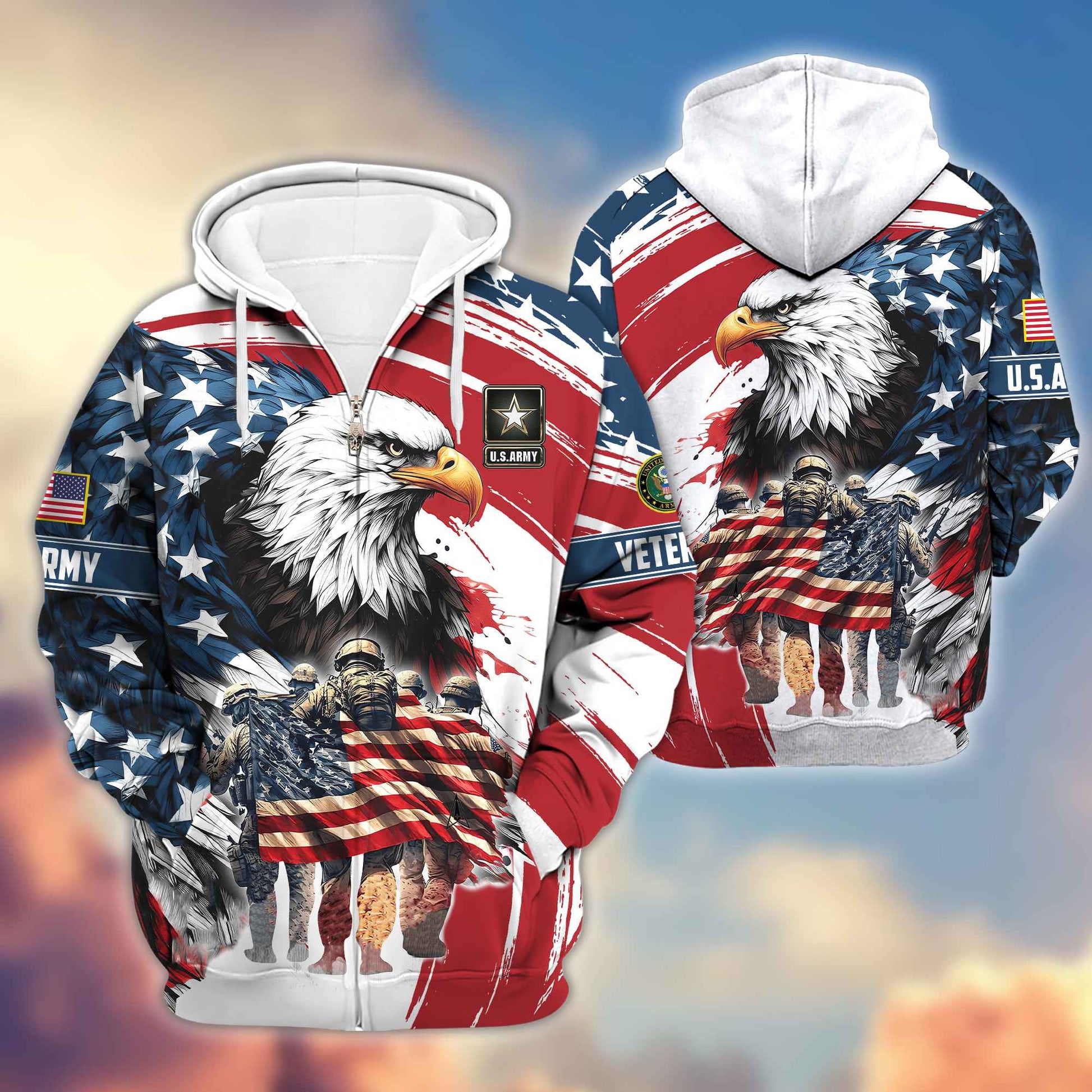 Premium US Army Veterans Zip Hoodie VPVC603801, Gifts For Army Veteran