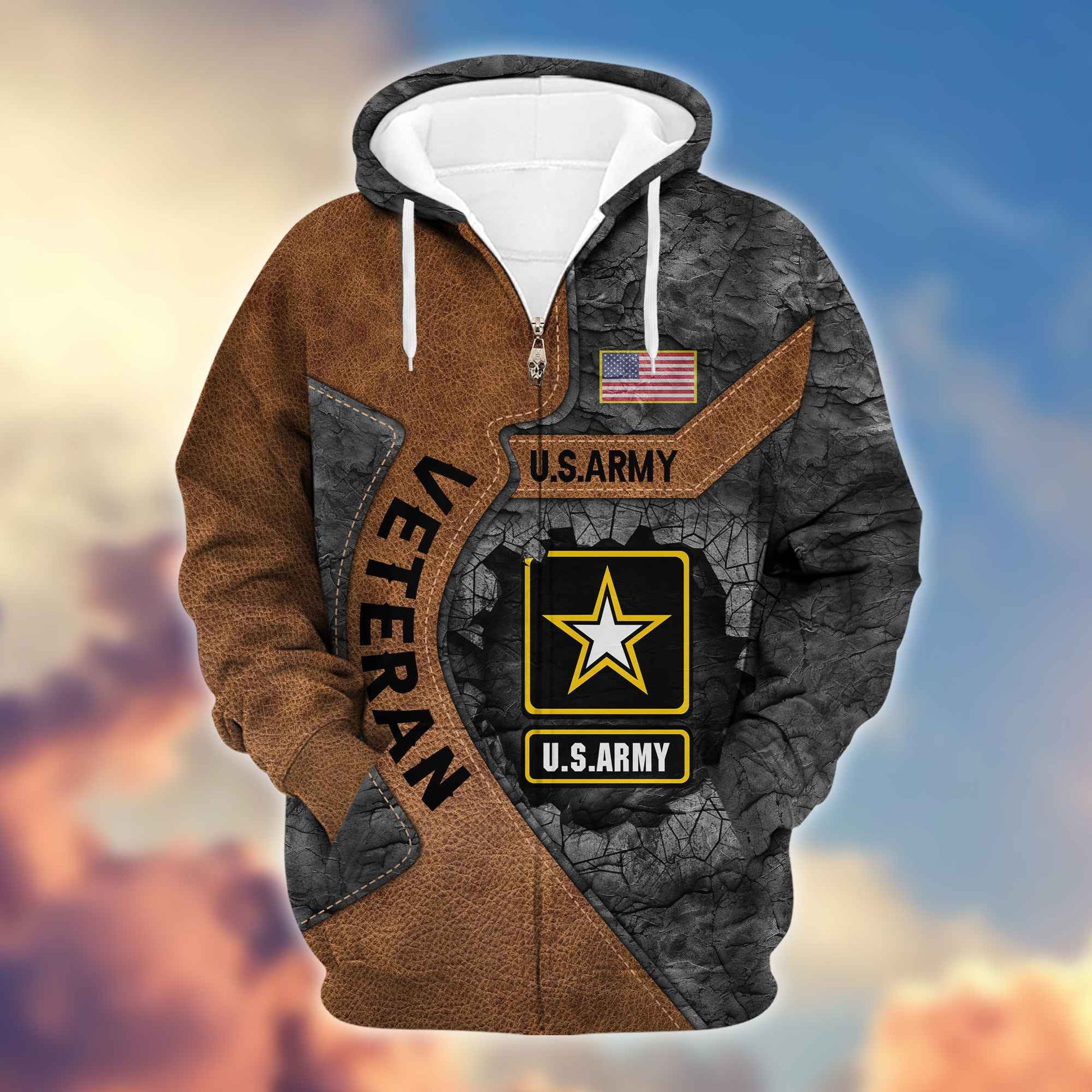 Premium US Army Veterans Zip Hoodie VPVC603901, Gifts For Army Veteran