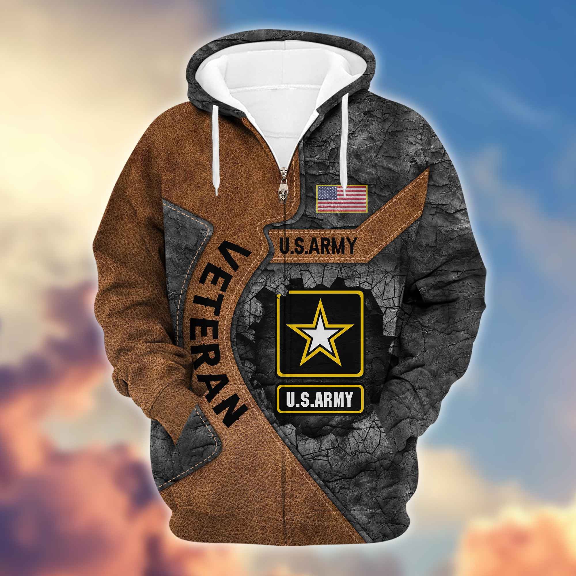 Premium US Army Veterans Zip Hoodie VPVC603901, Gifts For Army Veteran