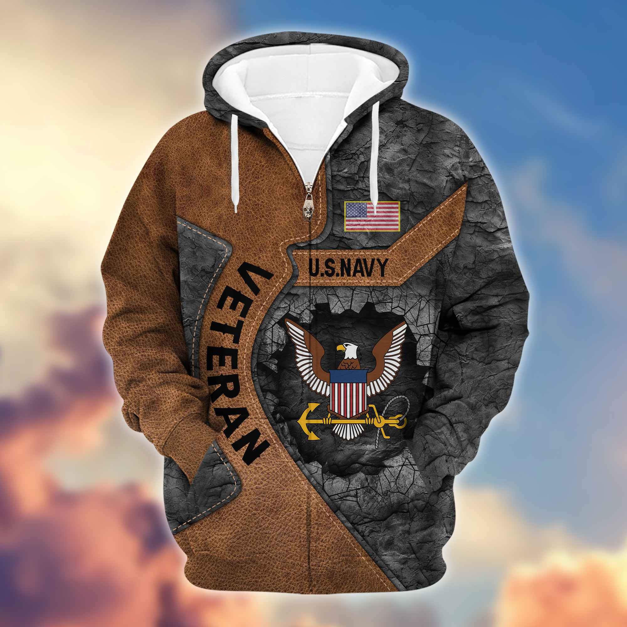 Premium US Navy Veterans Zip Hoodie VPVC603902, Gifts For Navy Veteran
