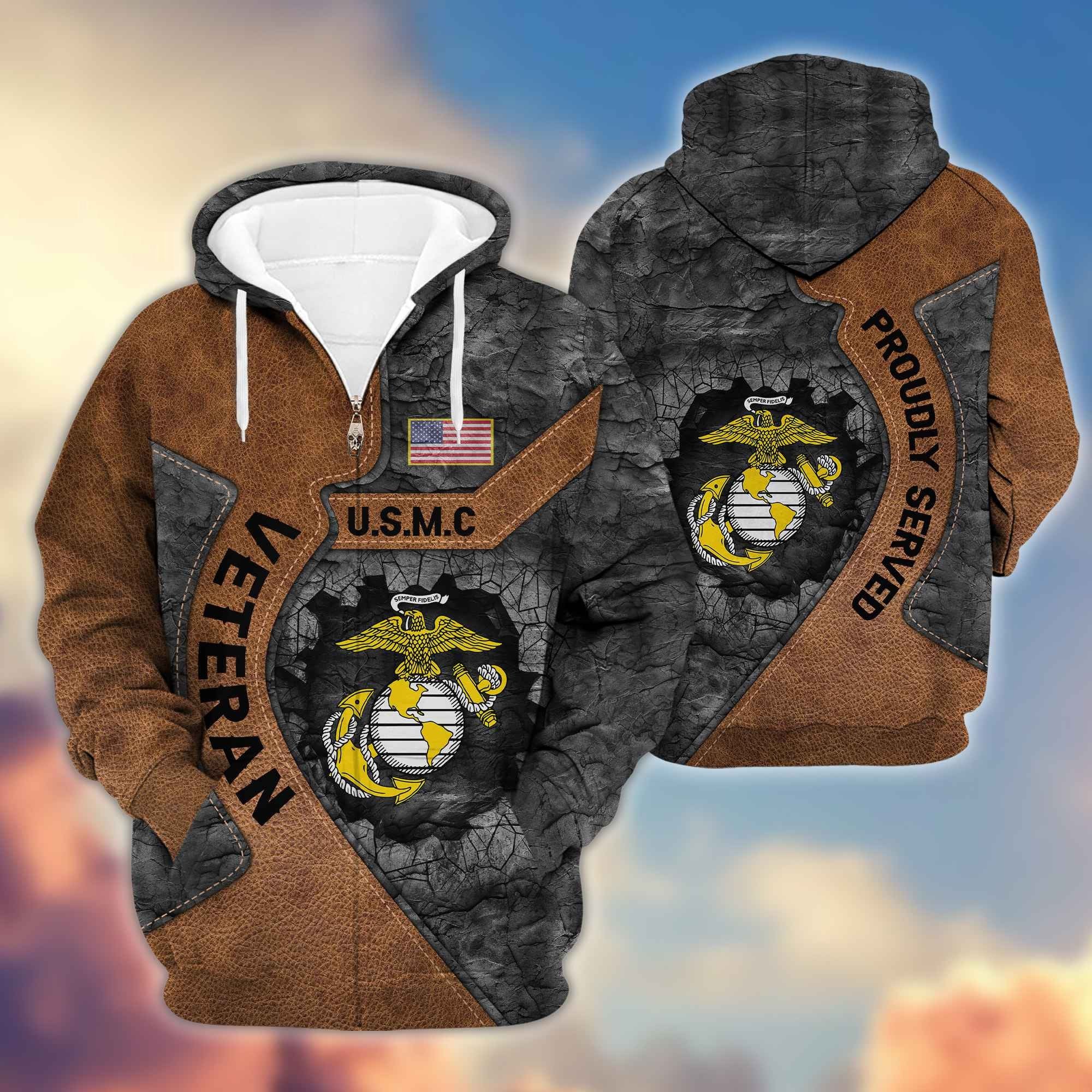 Premium USMC Veterans Zip Hoodie VPVC603903, Gifts For Marine Veteran