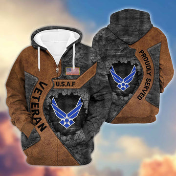 Premium USAF Veterans Zip Hoodie VPVC603904, Gifts For Air Force Veteran