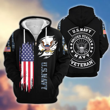 Premium US Navy Veterans Zip Hoodie VPVC604002, Gifts For Navy Veteran