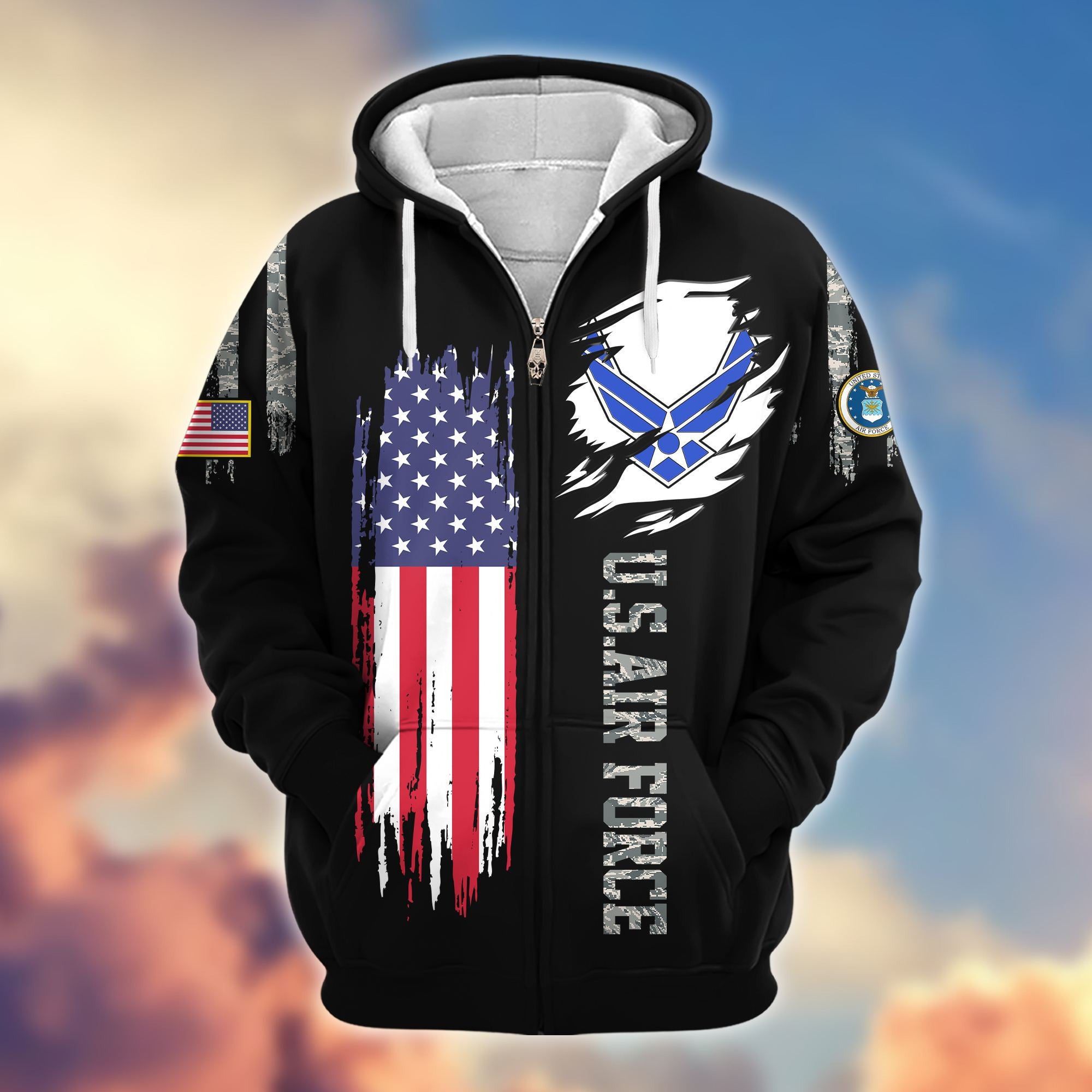 Premium USAF Veterans Zip Hoodie VPVC604004, Gifts For Air Force Veteran