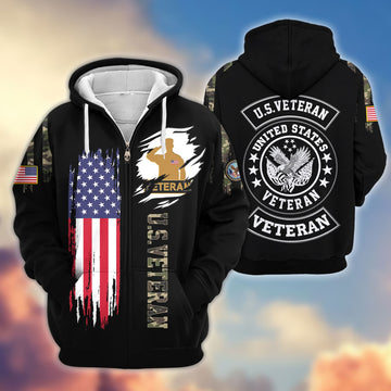 Premium US Veteran Zip Hoodie VPVC604007, Gifts For US Veteran