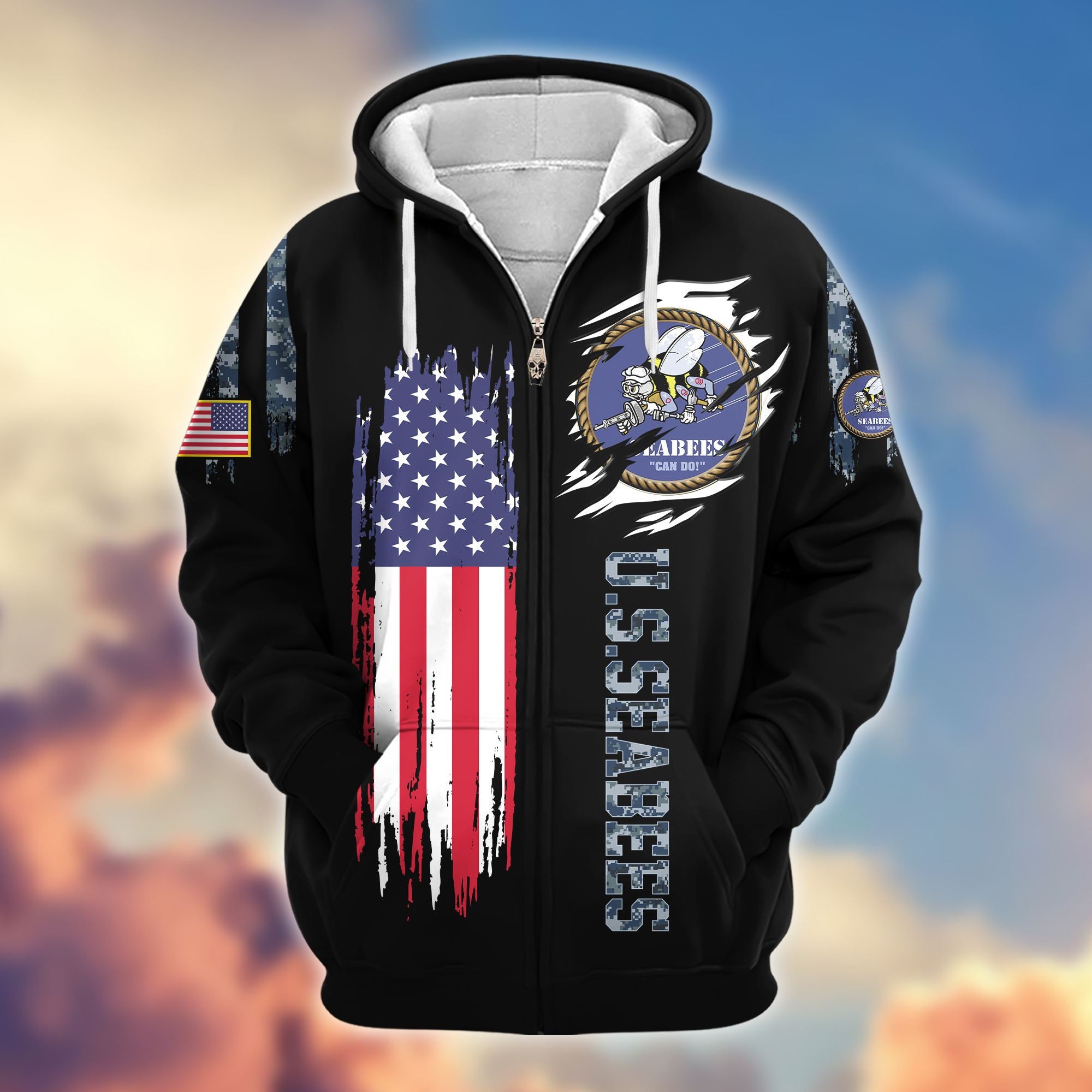 Premium US Seabees Zip Hoodie VPVC604009, Gifts For Seabees Veteran