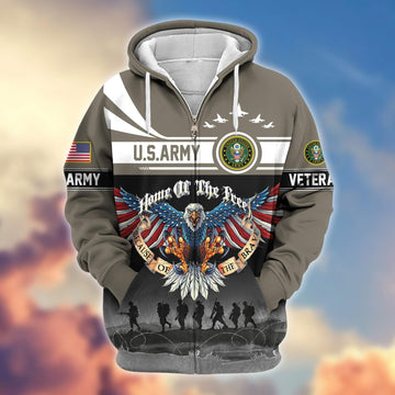 Premium US Army Veterans Zip Hoodie VPVC604101, Gifts For Army Veteran
