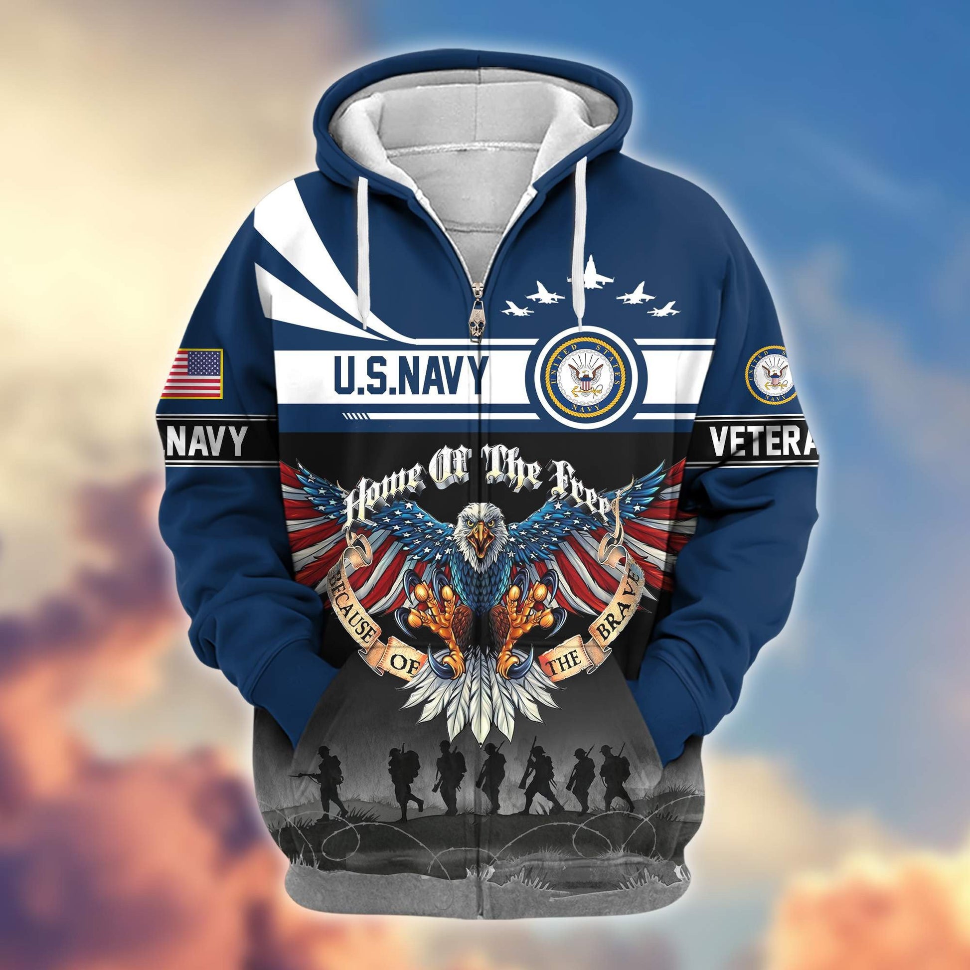 Premium US Navy Veterans Zip Hoodie VPVC604102, Gifts For Navy Veteran