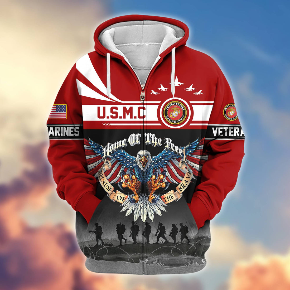 Premium USMC Veterans Zip Hoodie VPVC604103, Gifts For Marine Veteran