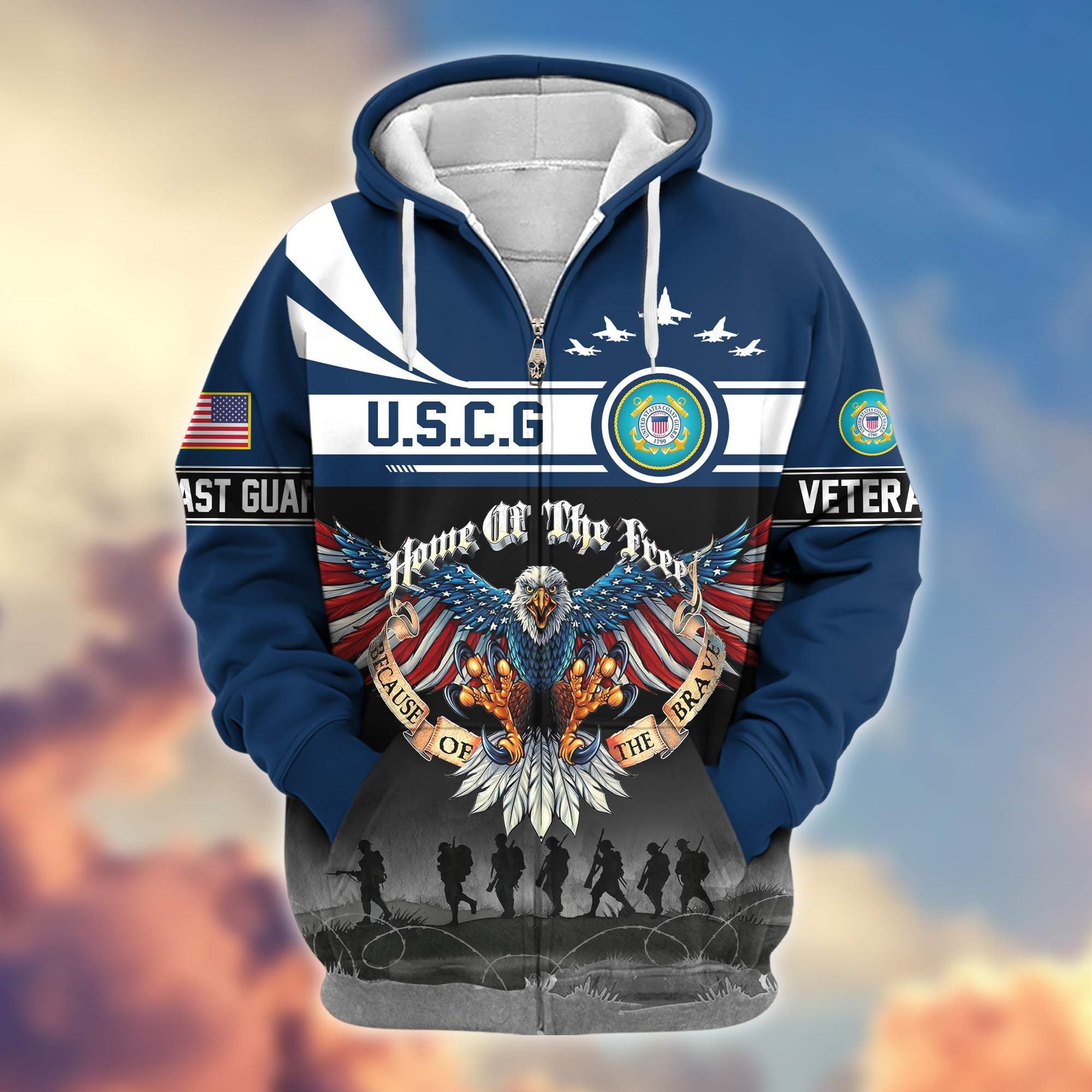 Premium USCG Veterans Zip Hoodie VPVC604105, Gifts For Coast Guard Veteran