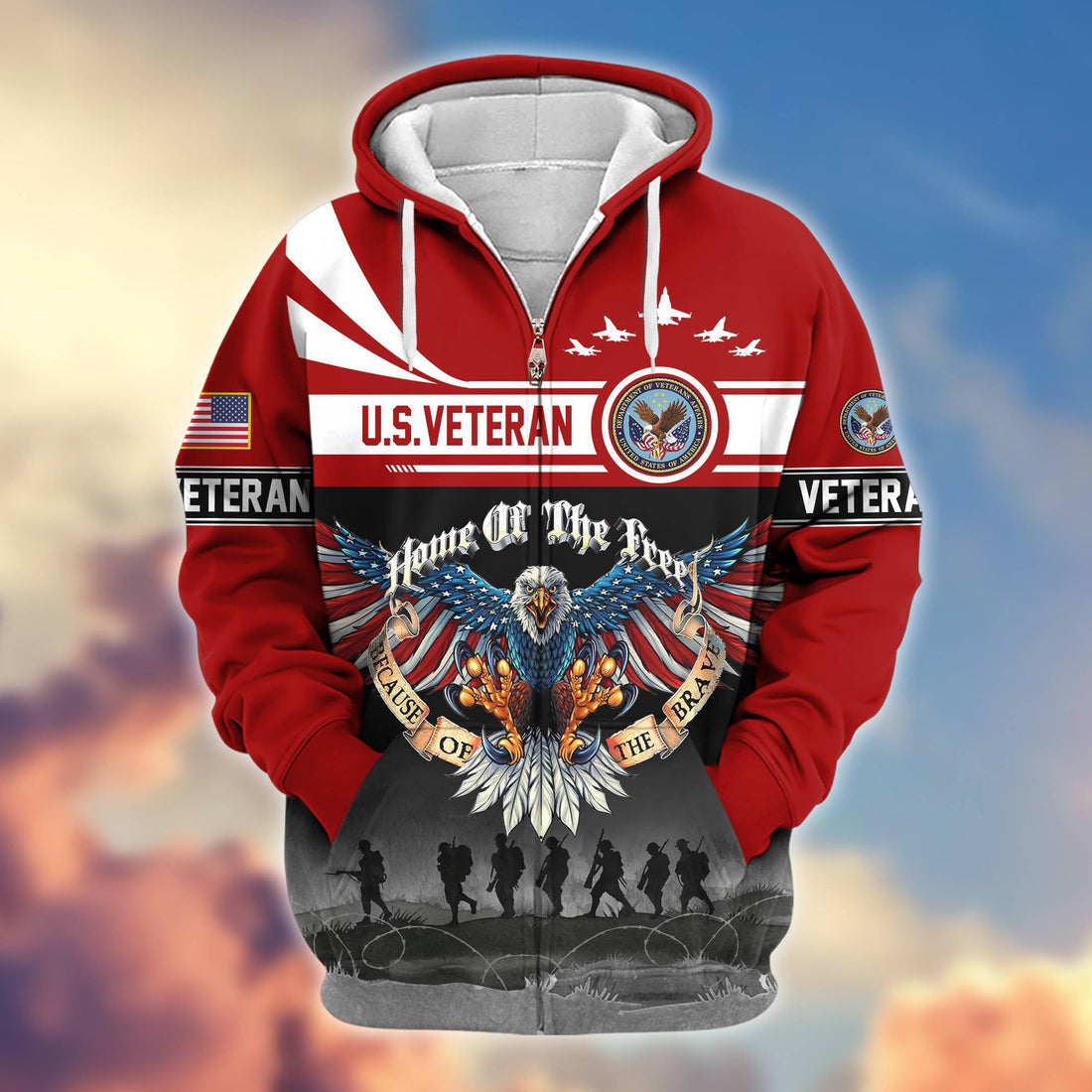Premium US Veteran Zip Hoodie VPVC604107, Gifts For US Veteran