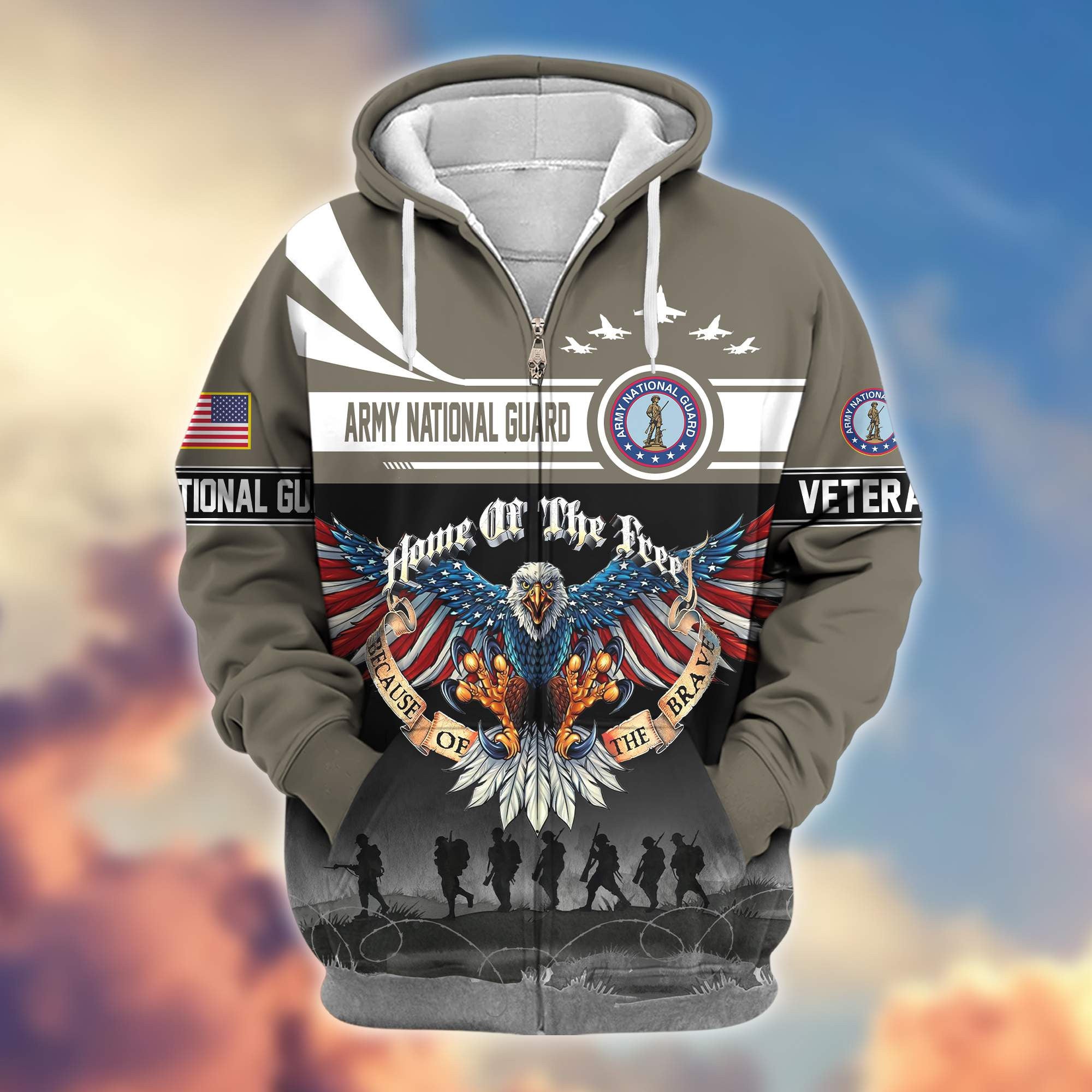 Premium Army National Guard Zip Hoodie VPVC604108, Gifts For Army National Guard Veteran