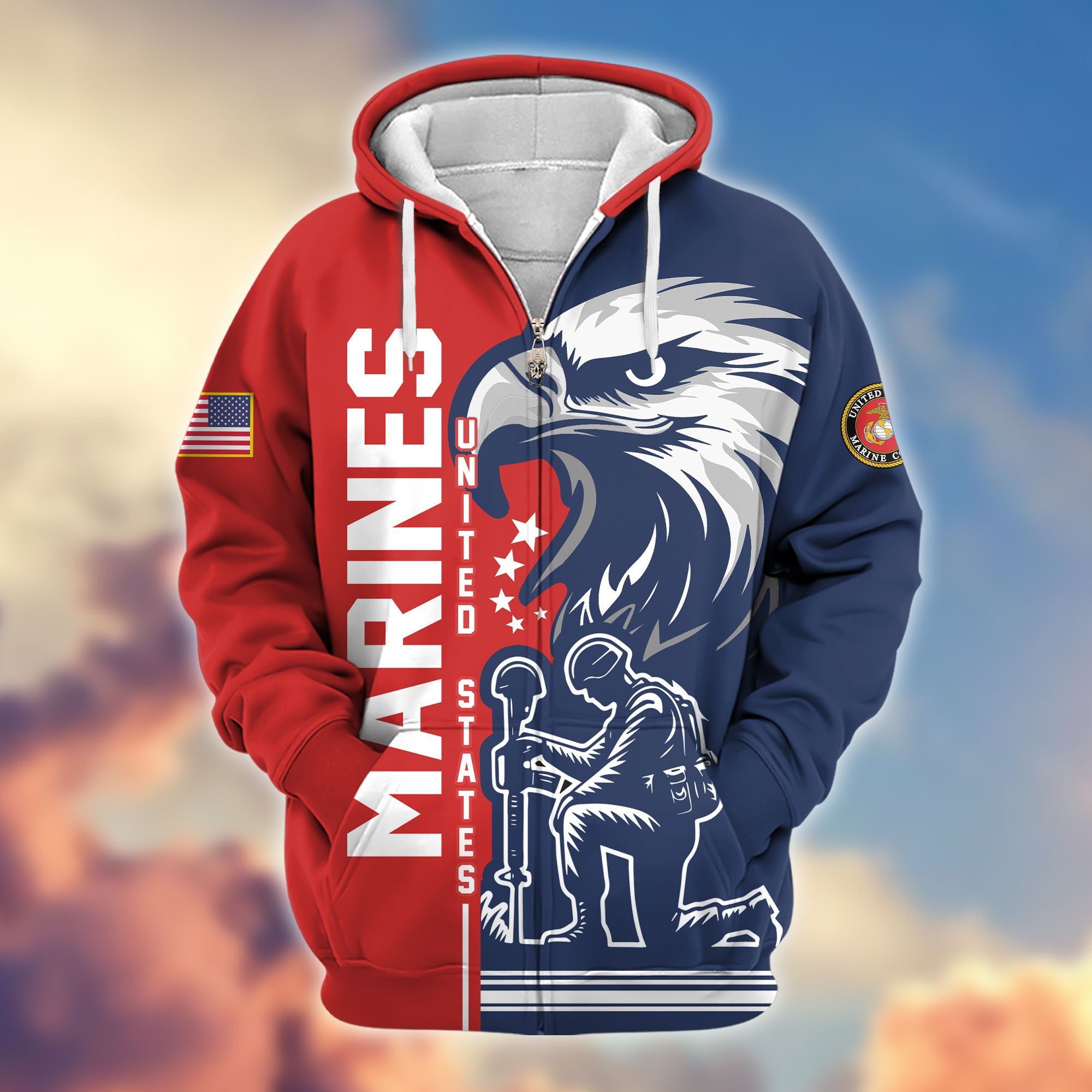 Premium USMC Veteran Zip Hoodie VPVC604203, Gifts For Marine Veteran