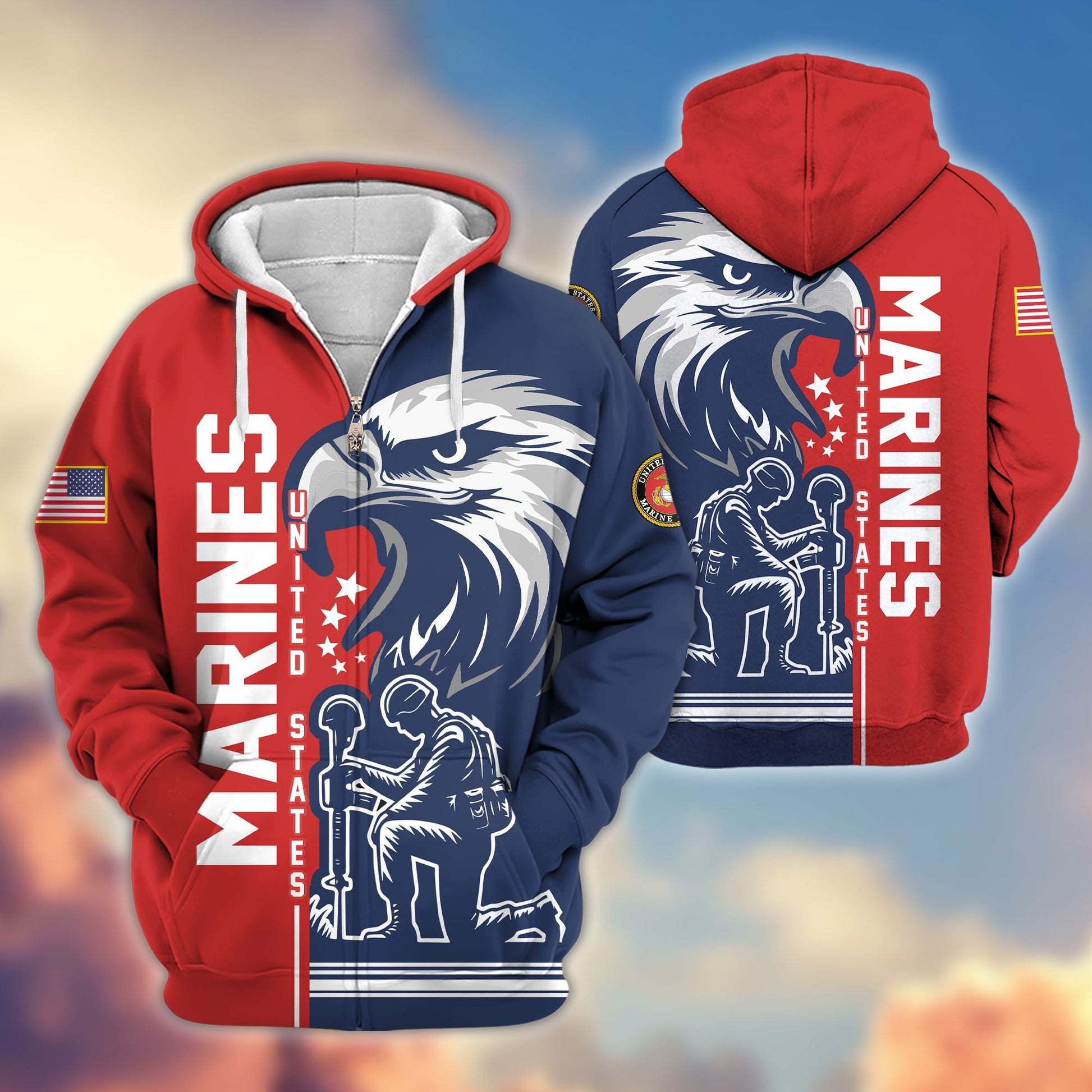 Premium USMC Veteran Zip Hoodie VPVC604203, Gifts For Marine Veteran