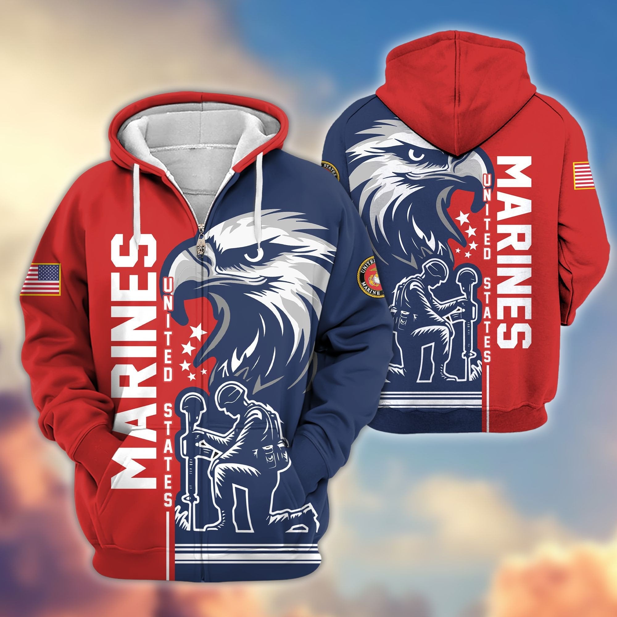 Premium USMC Veteran Zip Hoodie VPVC604203, Gifts For Marine Veteran