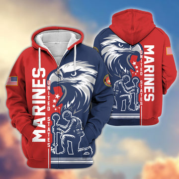 Premium USMC Veteran Zip Hoodie VPVC604203, Gifts For Marine Veteran