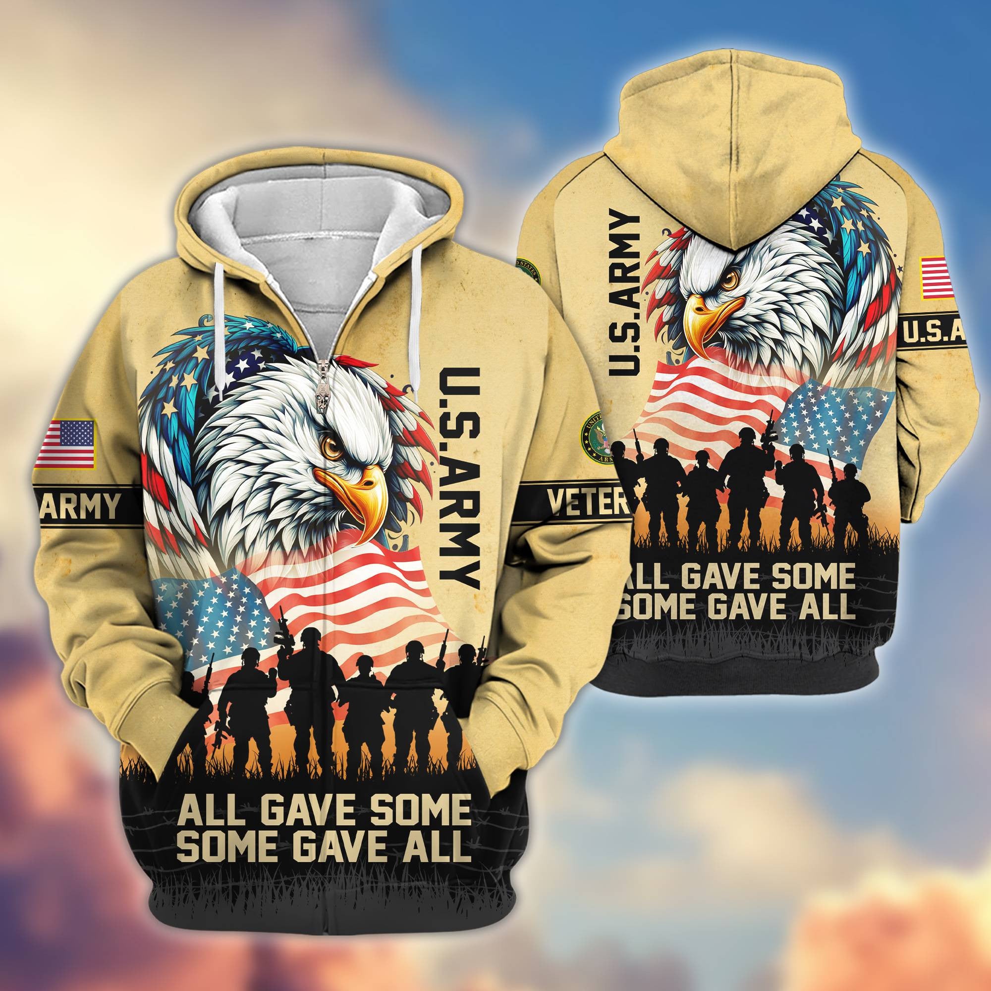 Premium US Army Veteran Zip Hoodie VPVC604301, Gifts For Army Veteran