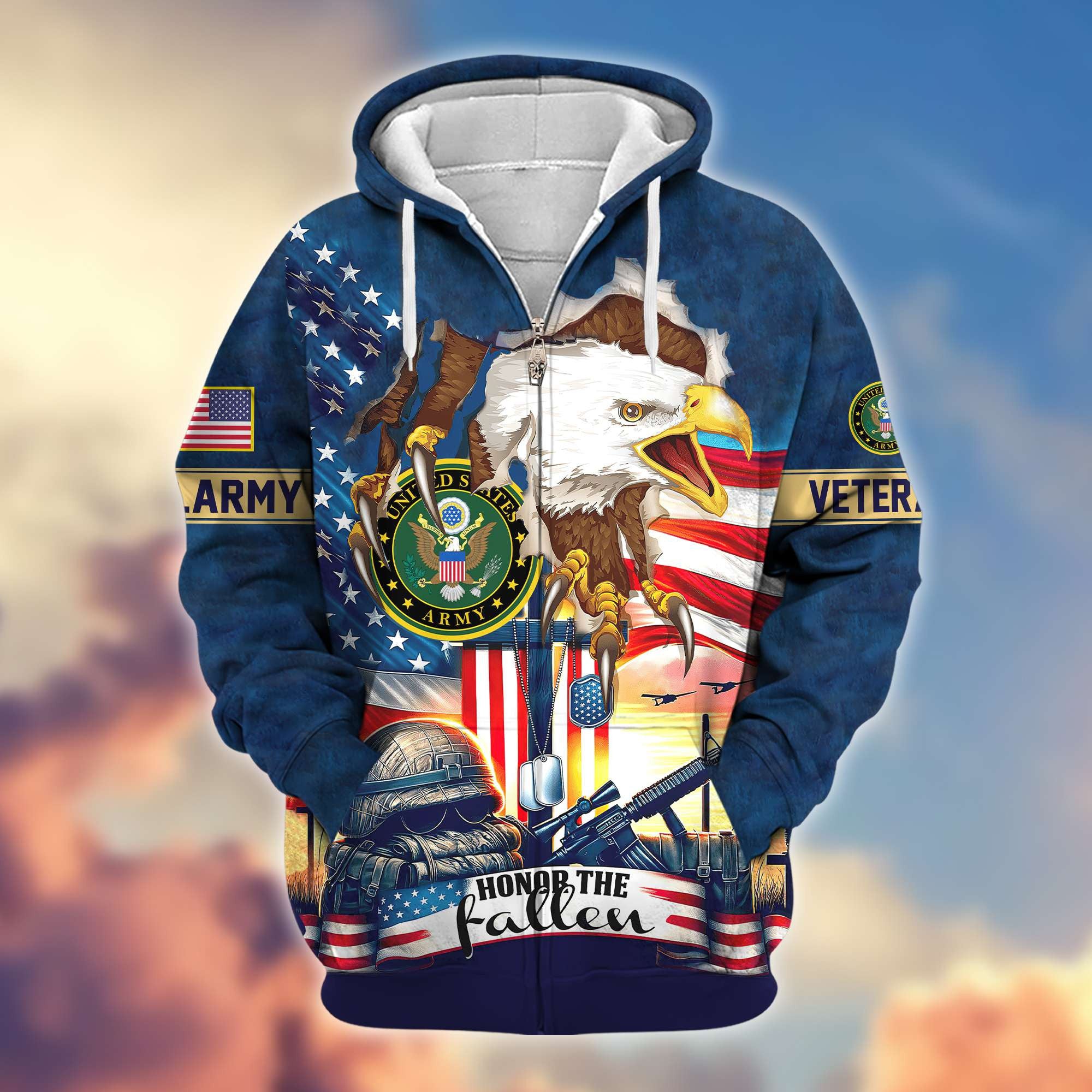 Premium US Army Veterans Zip Hoodie VPVC604401, Gifts For Army Veteran
