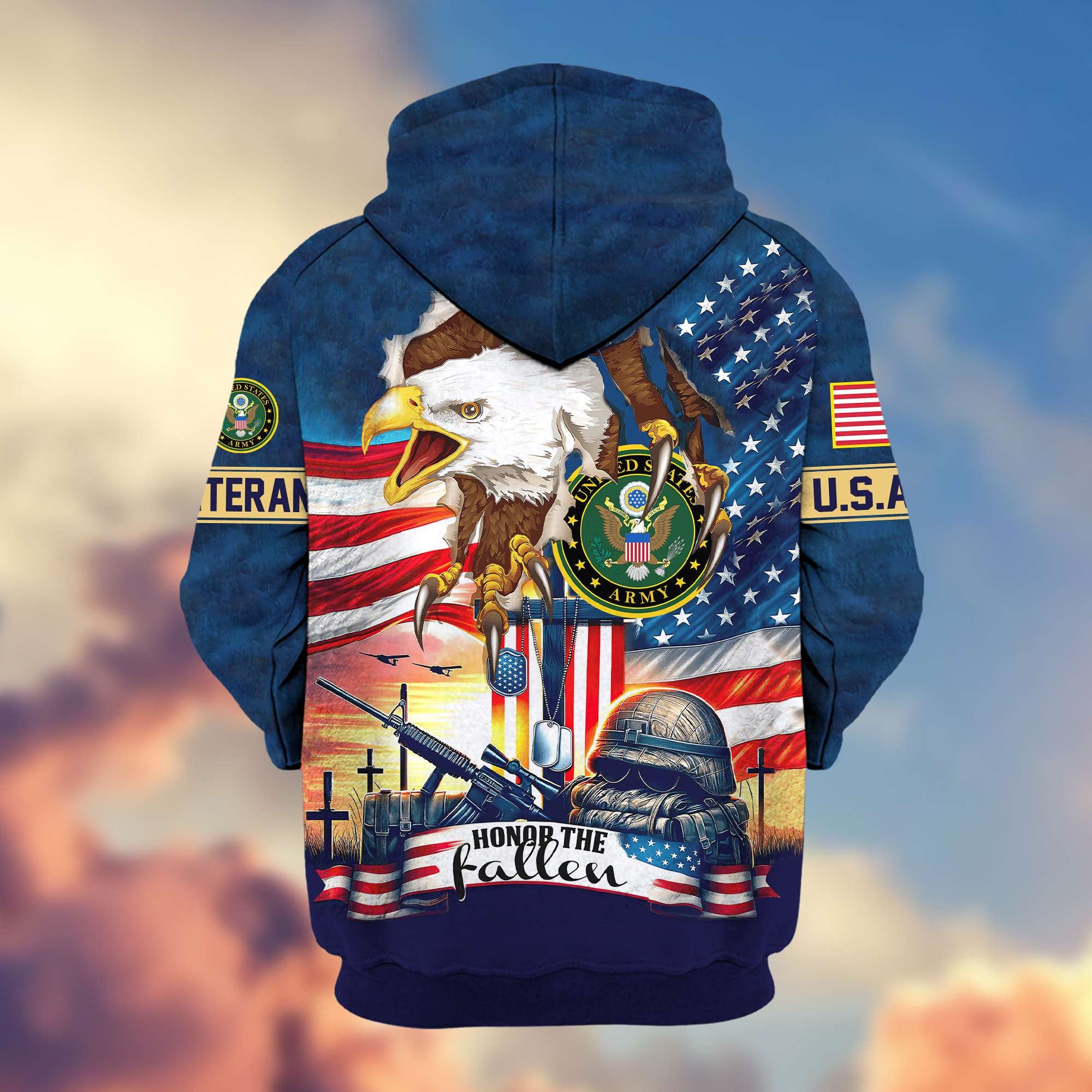 Premium US Army Veterans Zip Hoodie VPVC604401, Gifts For Army Veteran