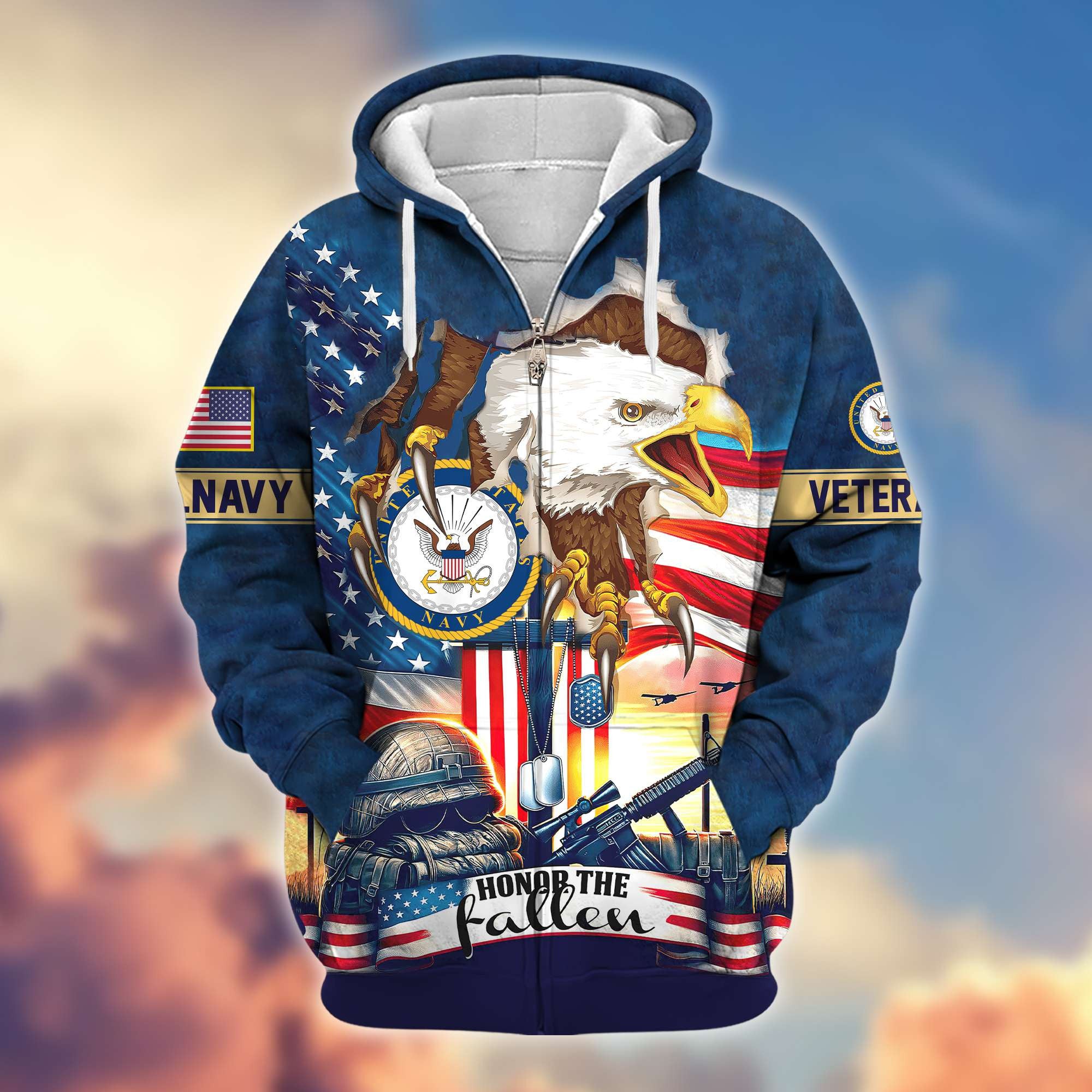 Premium US Navy Veteran Zip Hoodie VPVC604402, Gifts For Navy Veteran