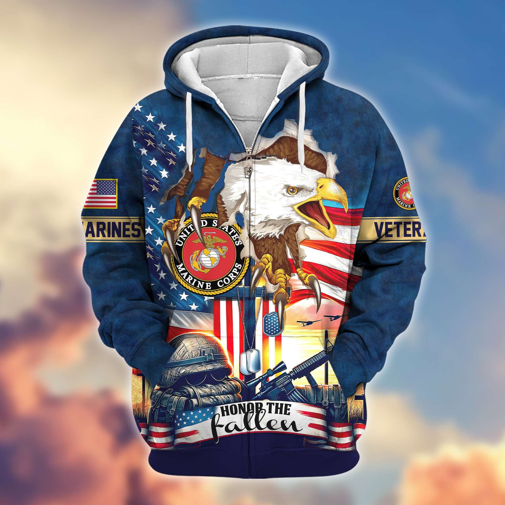 Premium USMC Veteran Zip Hoodie VPVC604403, Gifts For Marine Veteran