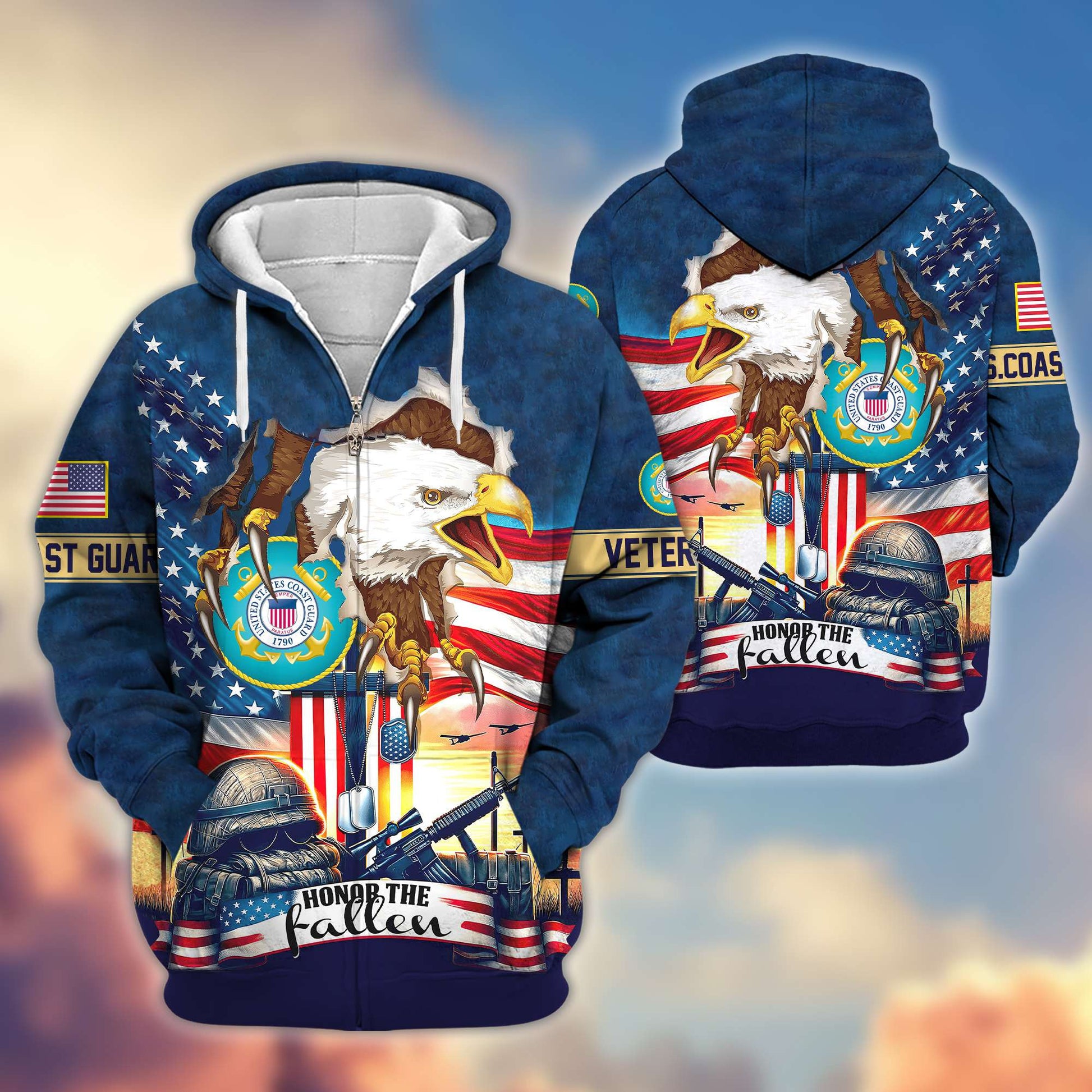 Premium USCG Veteran Zip Hoodie VPVC604405, Gifts For Coast Guard Veteran