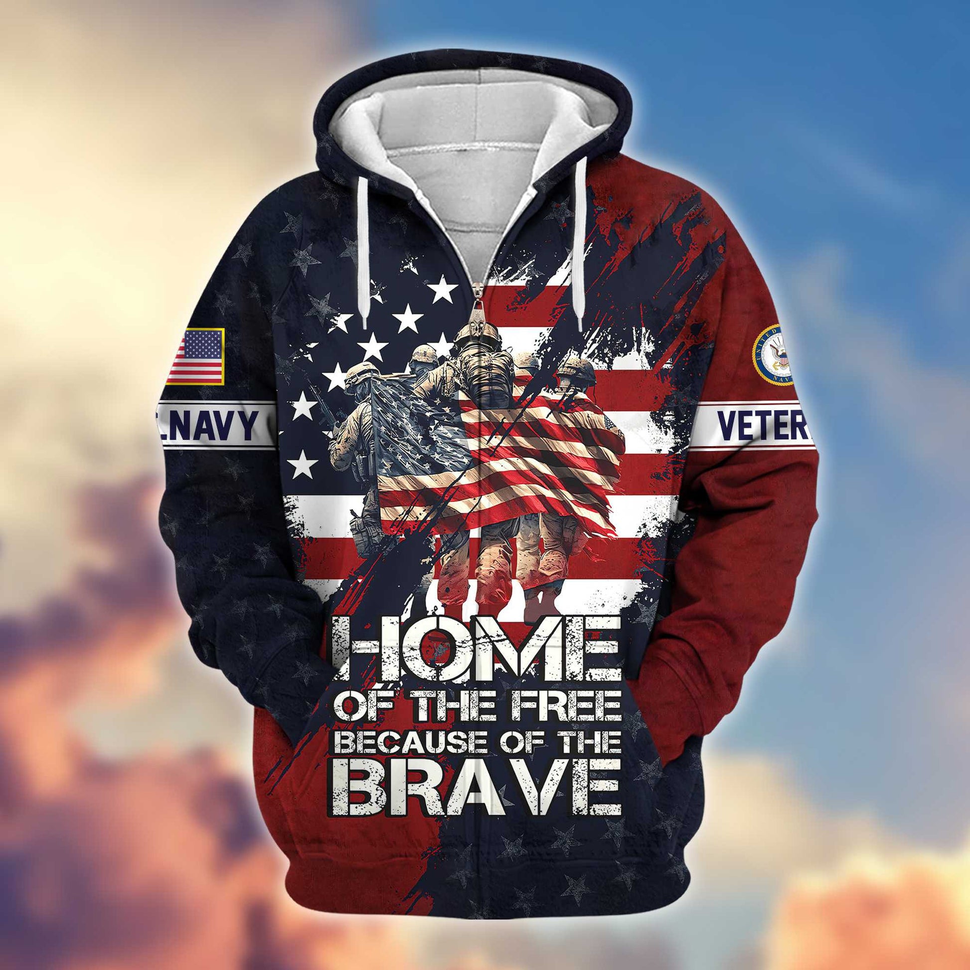Premium US Navy Veteran Zip Hoodie VPVC604502, Gifts For Navy Veteran