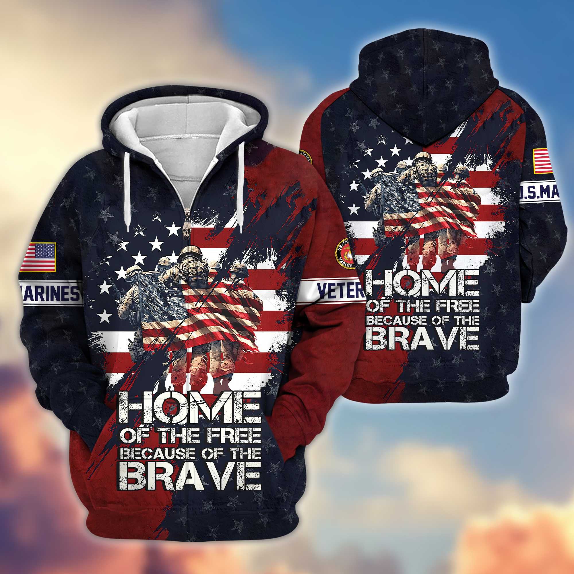 Premium USMC Veteran Zip Hoodie VPVC604503, Gifts For Marine Veteran