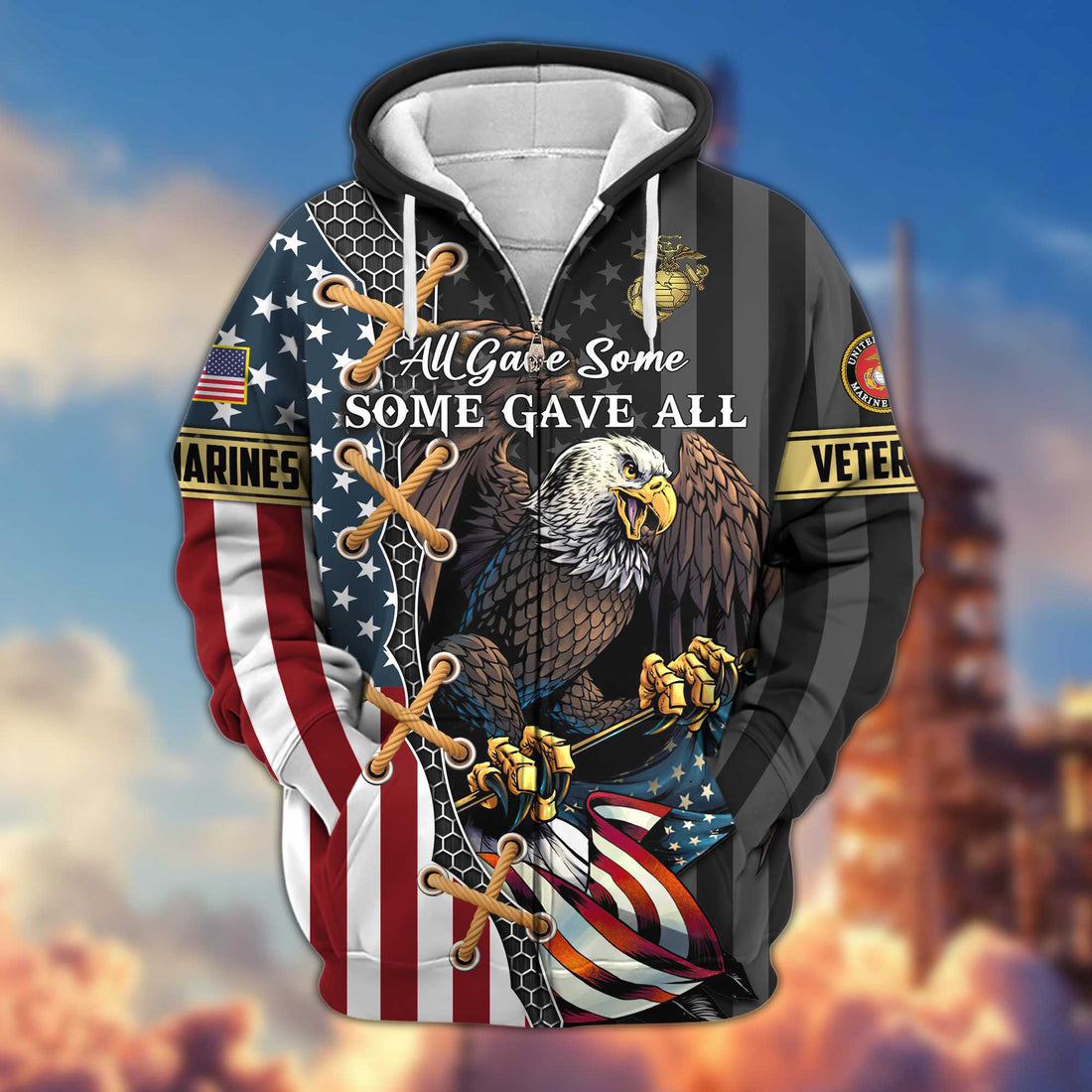 Premium USMC Veteran Zip Hoodie VPVC604703, Gifts For Marine Veteran