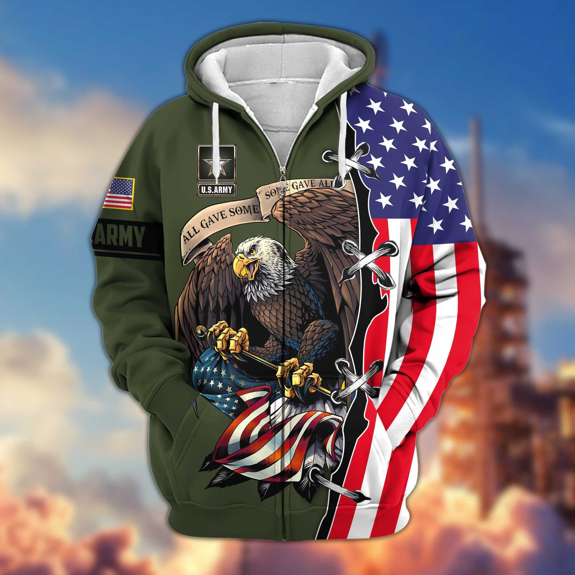 Premium US Army Veteran Zip Hoodie VPVC604801, Gifts For Army Veteran