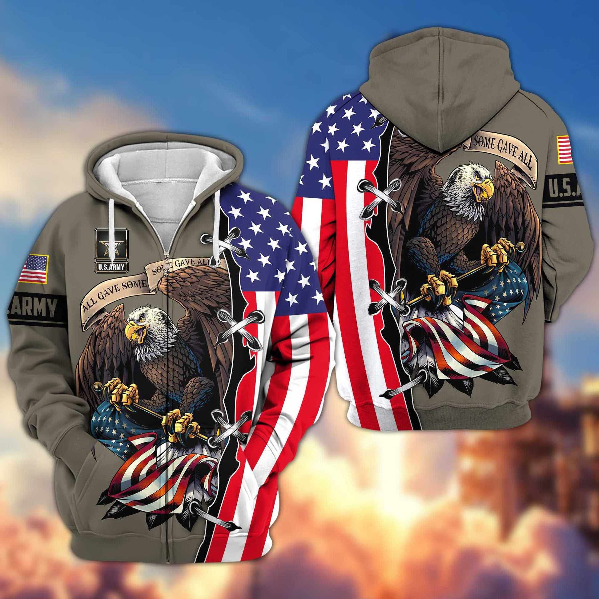 Premium US Army Veteran Zip Hoodie VPVC604810, Gifts For Army Veteran