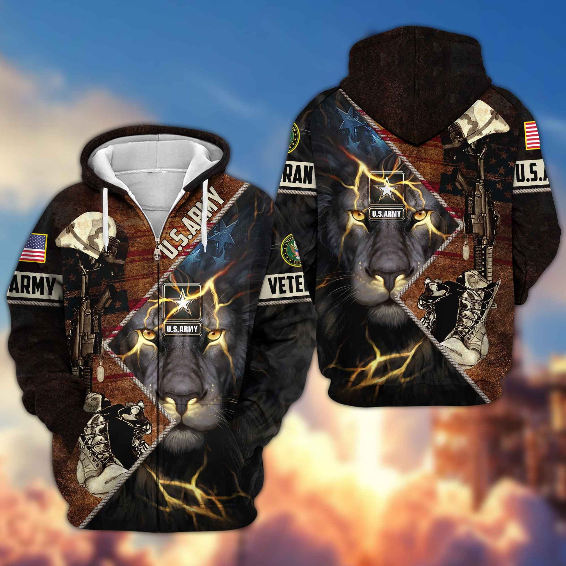 Premium US Army Veteran Zip Hoodie VPVC604901, Gifts For Army Veteran